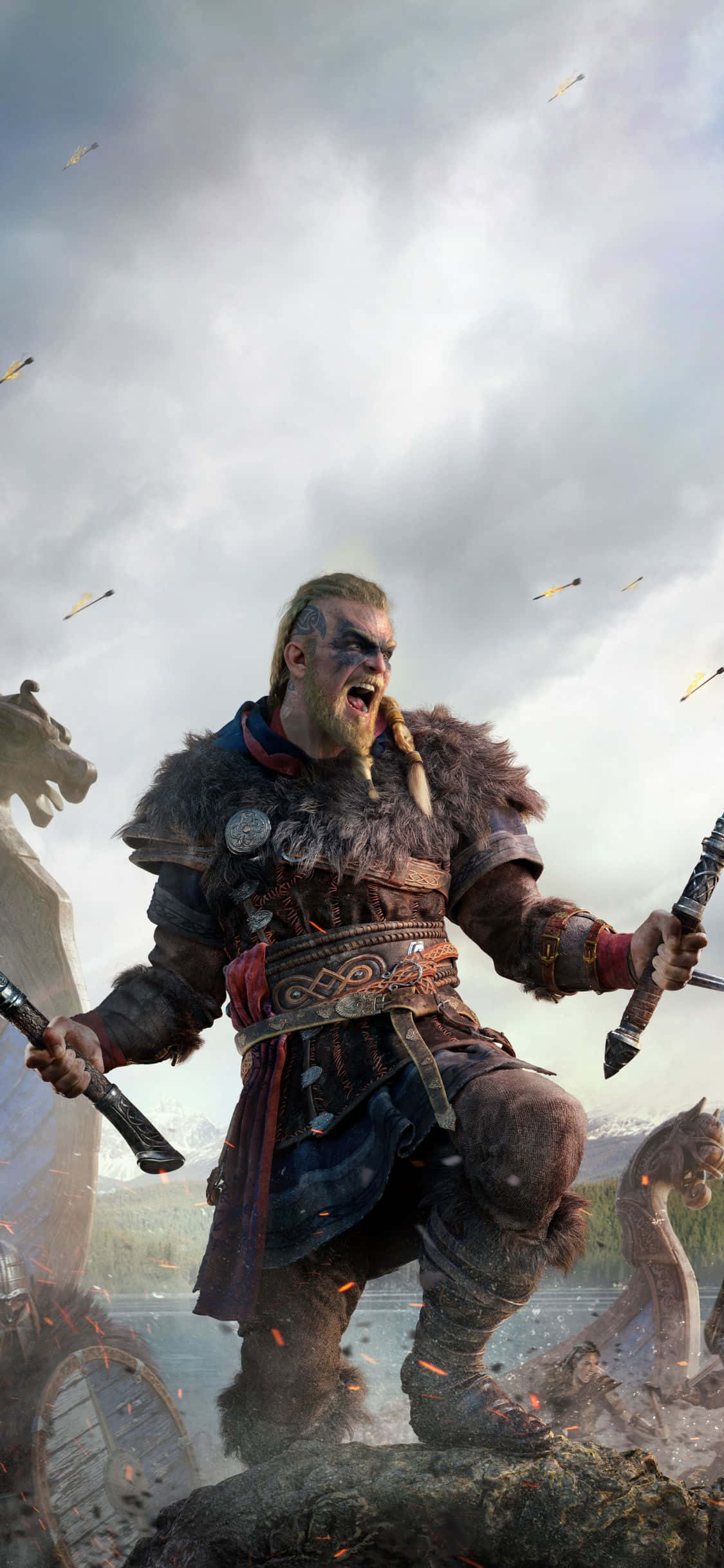 iPhone Xs Assassin's Creed Valhalla Ουρλιάζοντας Eivor Φόντο Ταπετσαρία