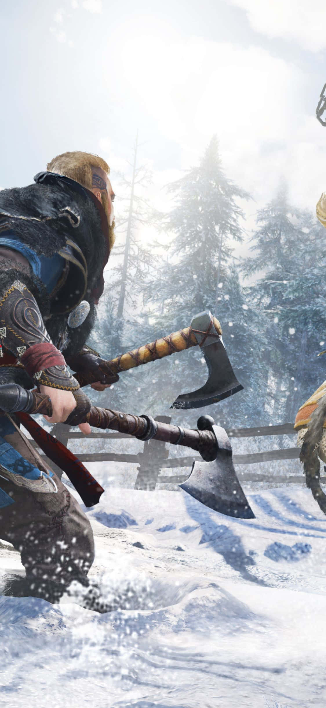 iPhone Xs Assassin's Creed Valhalla Άνδρας με Δύο Τσεκούρια Φόντο Ταπετσαρία