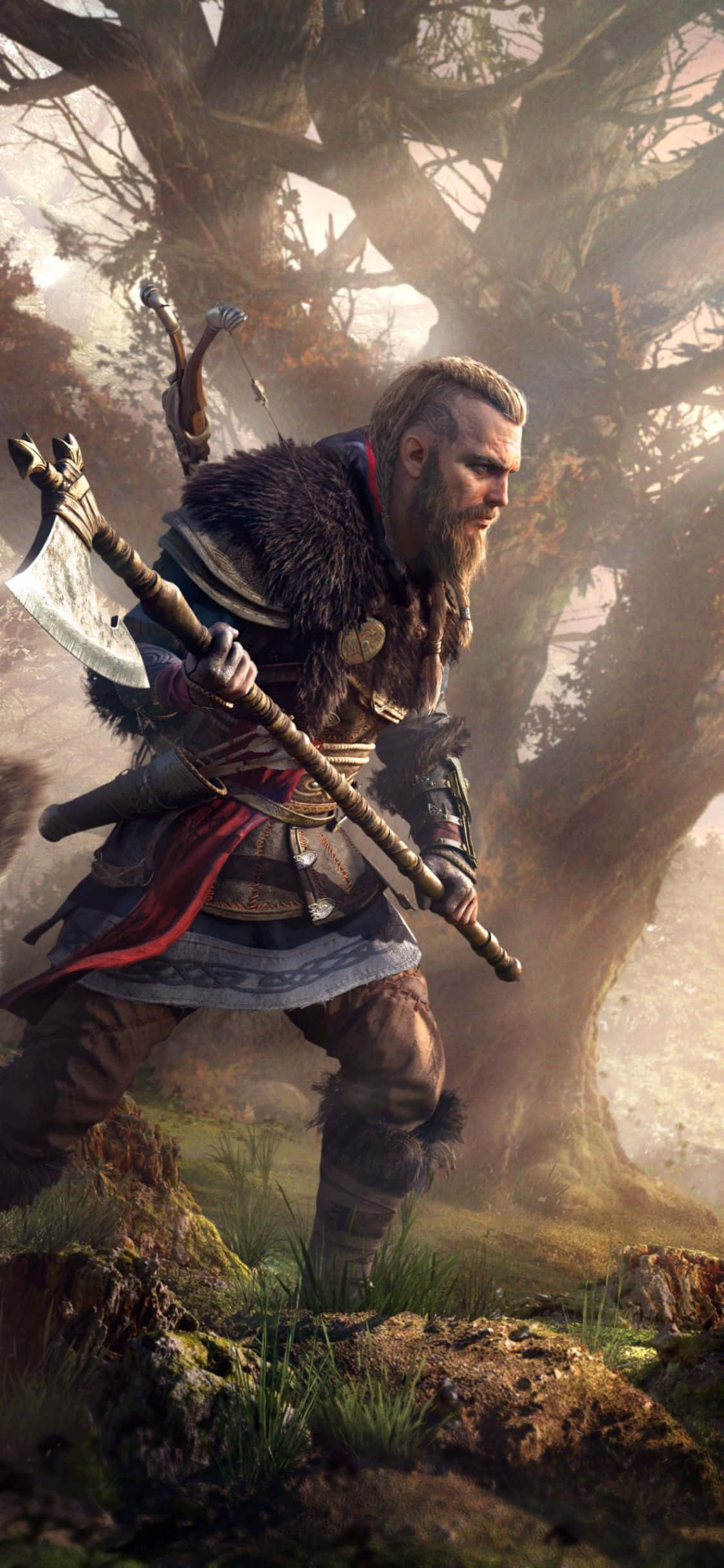 iPhone Xs Assassin's Creed Valhalla Eivor με Γιγαντιαίο Τσεκούρι Φόντο Ταπετσαρία