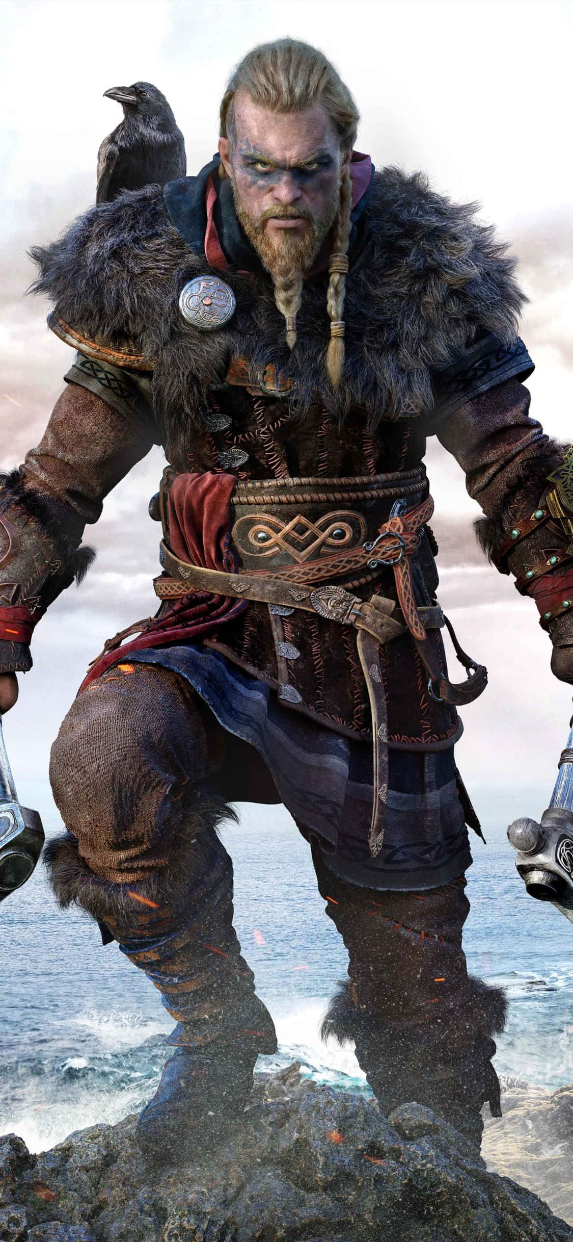iPhone Xs Assassin's Creed Valhalla Eivor στην Κορυφή Λόφου Φόντο Ταπετσαρία