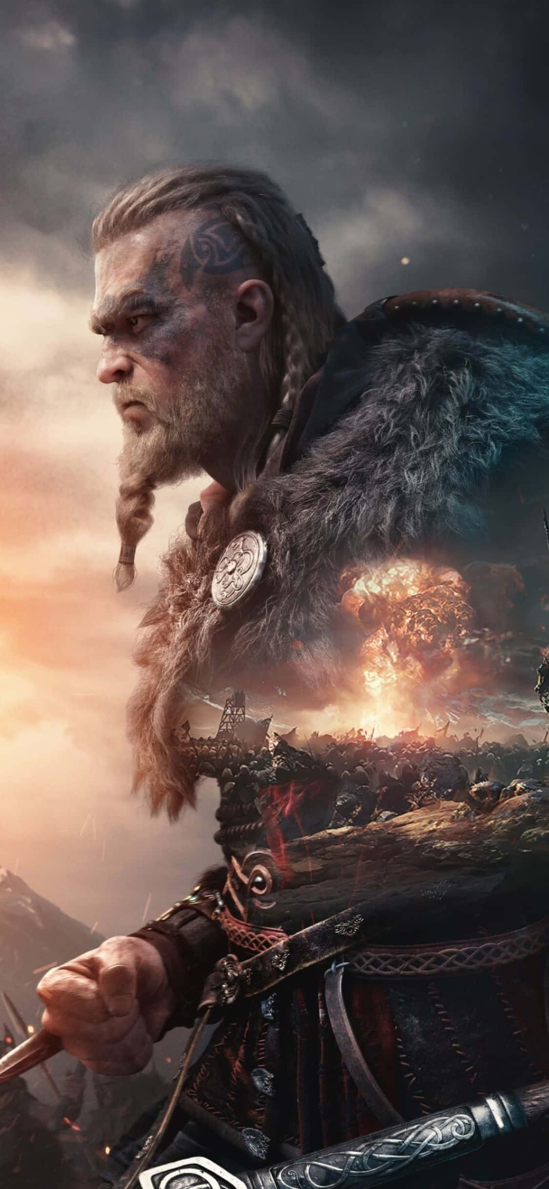 iPhone Xs Assassin's Creed Valhalla Eivor με Περικομμένη Έκρηξη Φόντο Ταπετσαρία