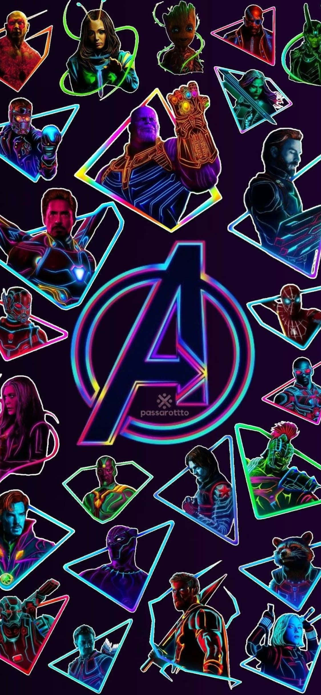 iPhone XS Φόντο Avengers Neon Τέχνη Ταπετσαρία