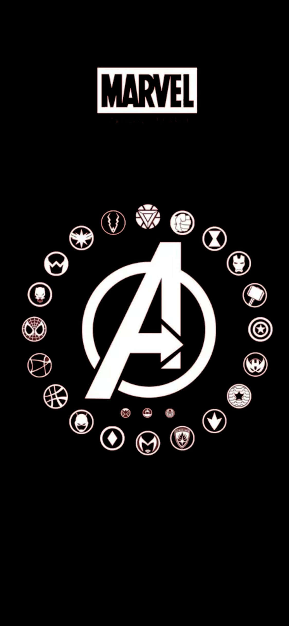 Ταπετσαρία iPhone XS Avengers με λογότυπο και σύμβολο υπερηρώων Ταπετσαρία