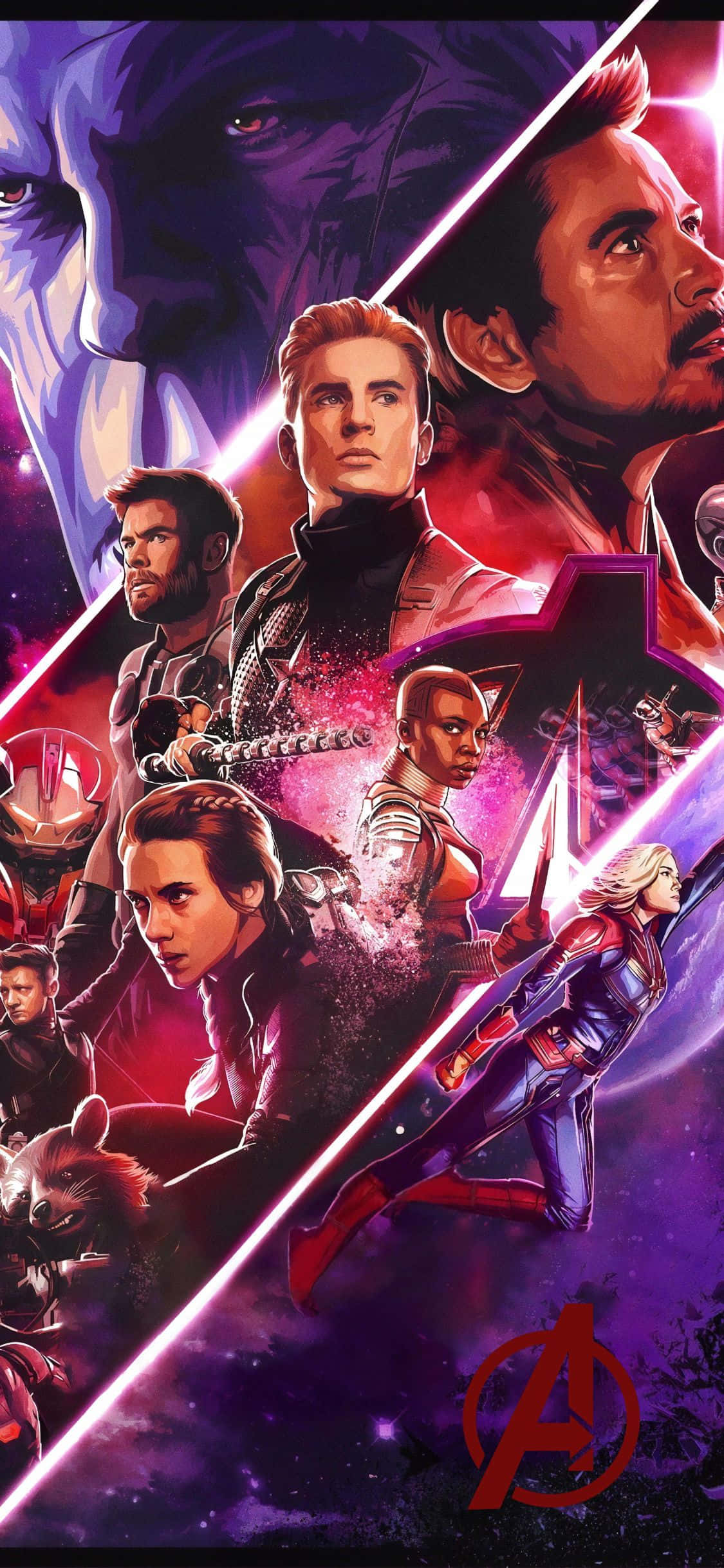 Φόντο iPhone XS Avengers με Thanos και Ήρωες του Endgame Ταπετσαρία