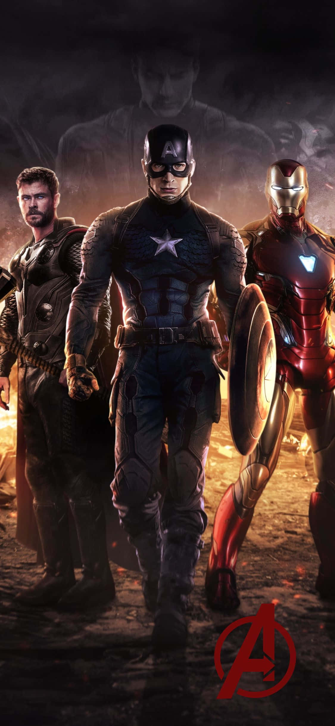 Φόντο iPhone XS Avengers με τους Τρεις Μεγάλους Υπερήρωες Ταπετσαρία
