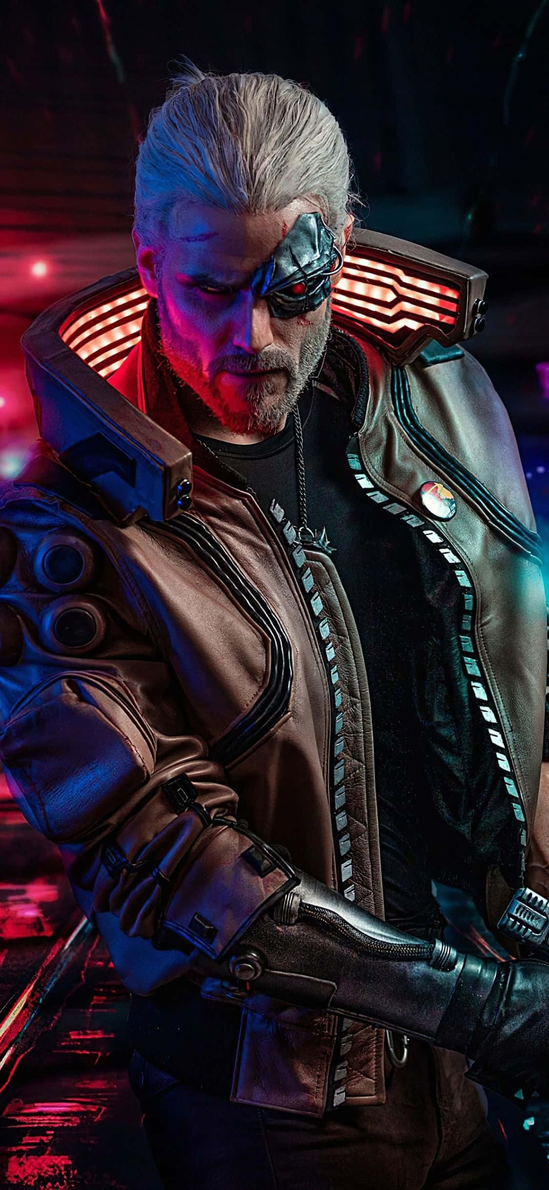 Φόντο iPhone XS Max Cyberpunk 2077 Geralt Cosplay Ταπετσαρία
