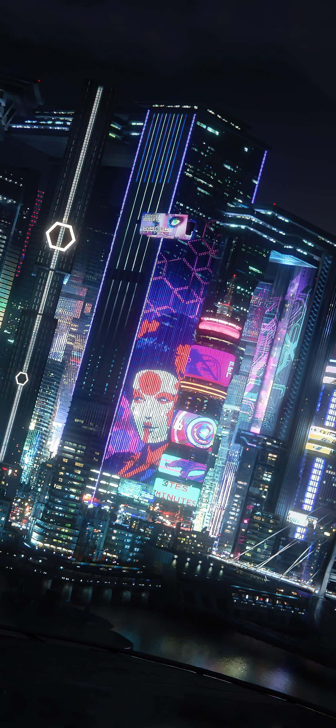 iPhone XS Max Φόντο Νύχτας Πόλης Cyberpunk 2077 Ταπετσαρία
