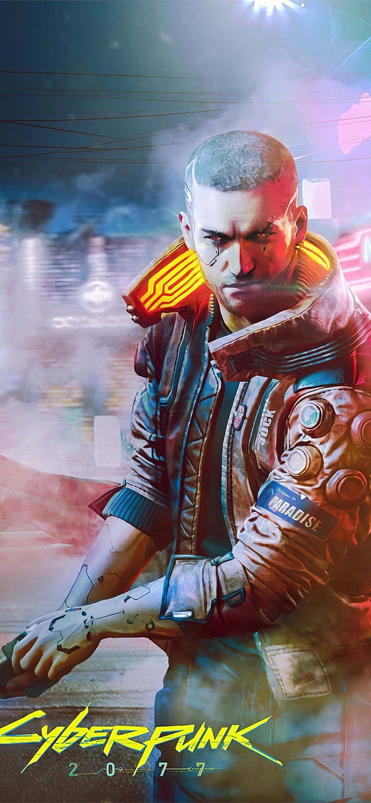 iPhone XS Max Cyberpunk 2077 Φόντο με τον Χαρακτήρα Vincent Ταπετσαρία