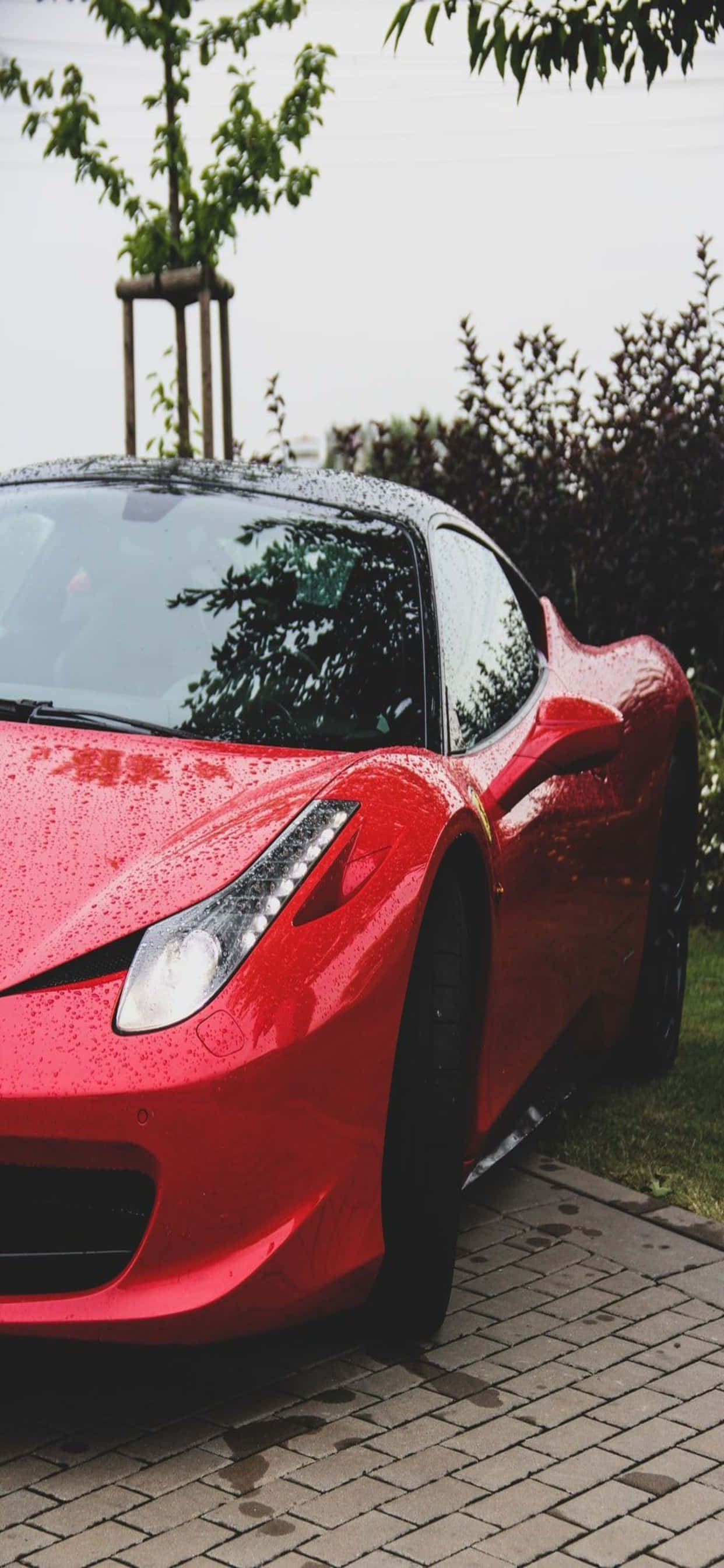 iPhone Xs Max Ferrari Φόντο Παρκαρισμένο Κόκκινο Ferrari 458 Ταπετσαρία