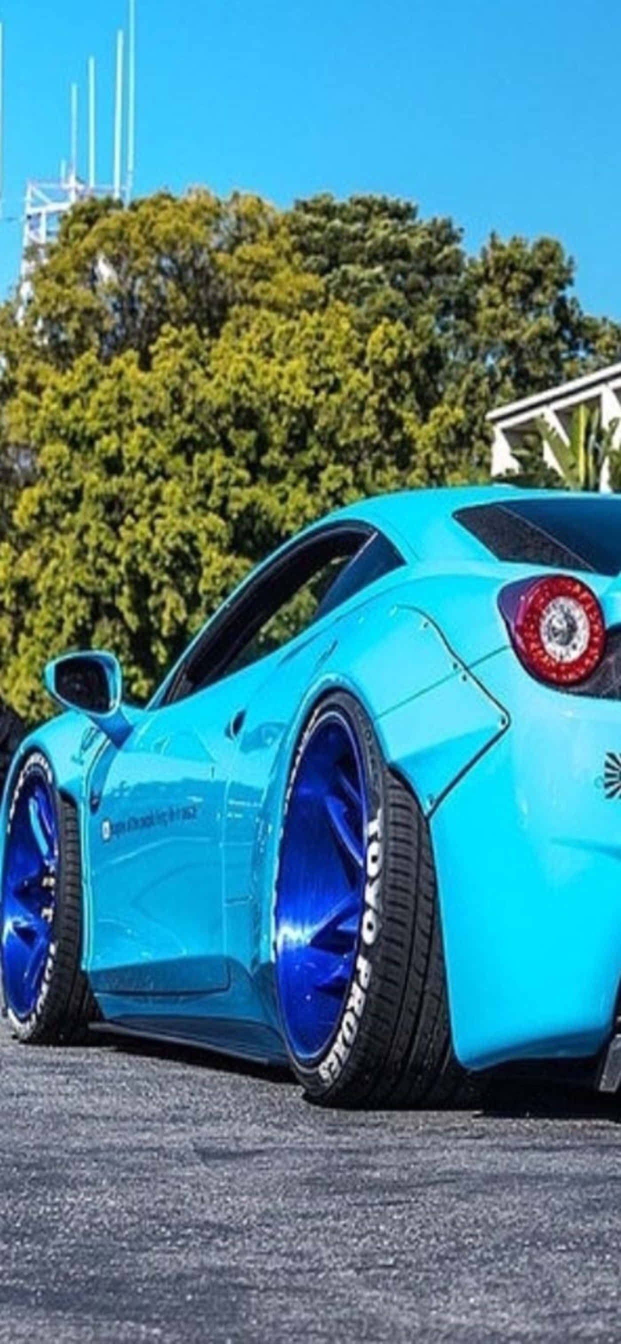 Ταπετσαρία iPhone Xs Max Ferrari Ανοιχτό Μπλε Ferrari 458 Ταπετσαρία