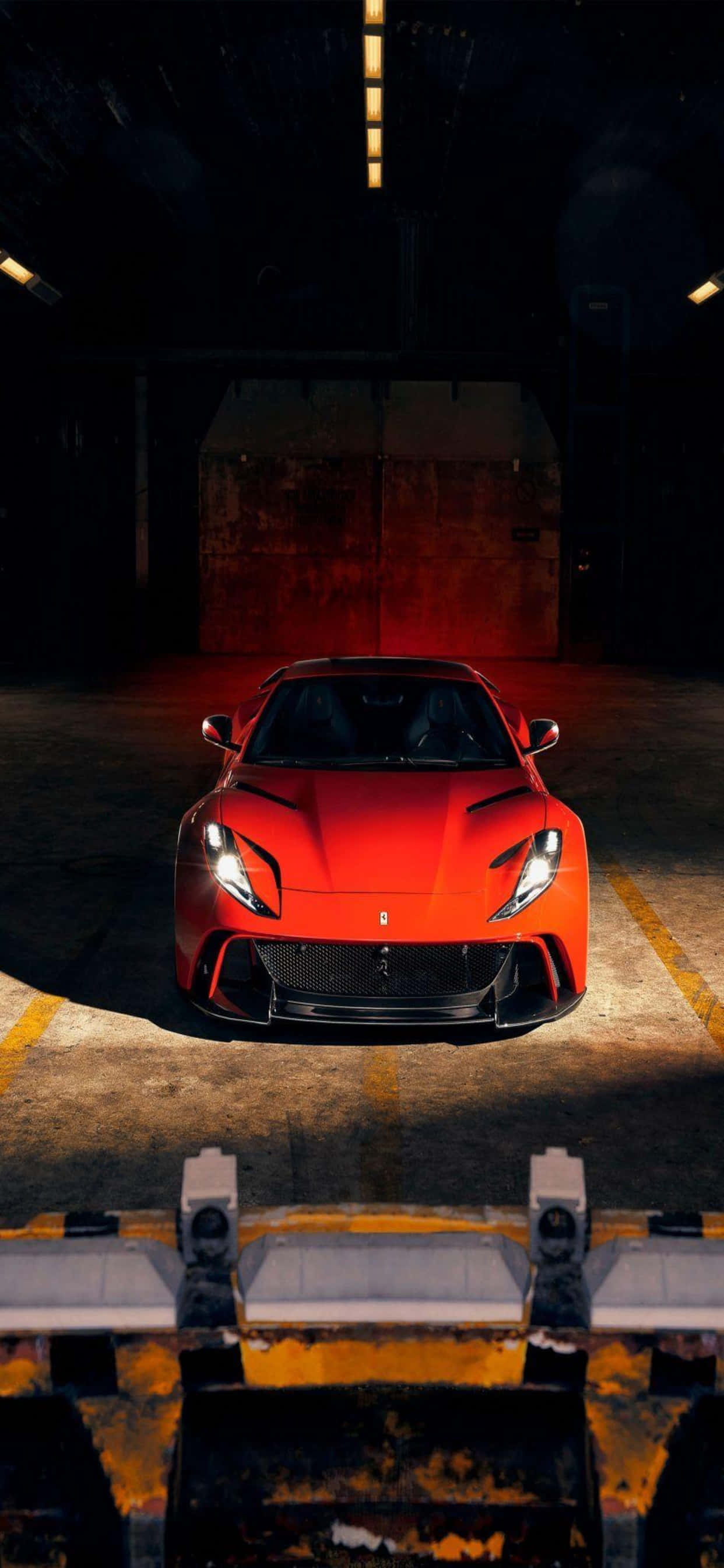 iPhone Xs Max Ferrari Φόντο Κόκκινο Ferrari 812 Superfast Σε Αποθήκη Ταπετσαρία