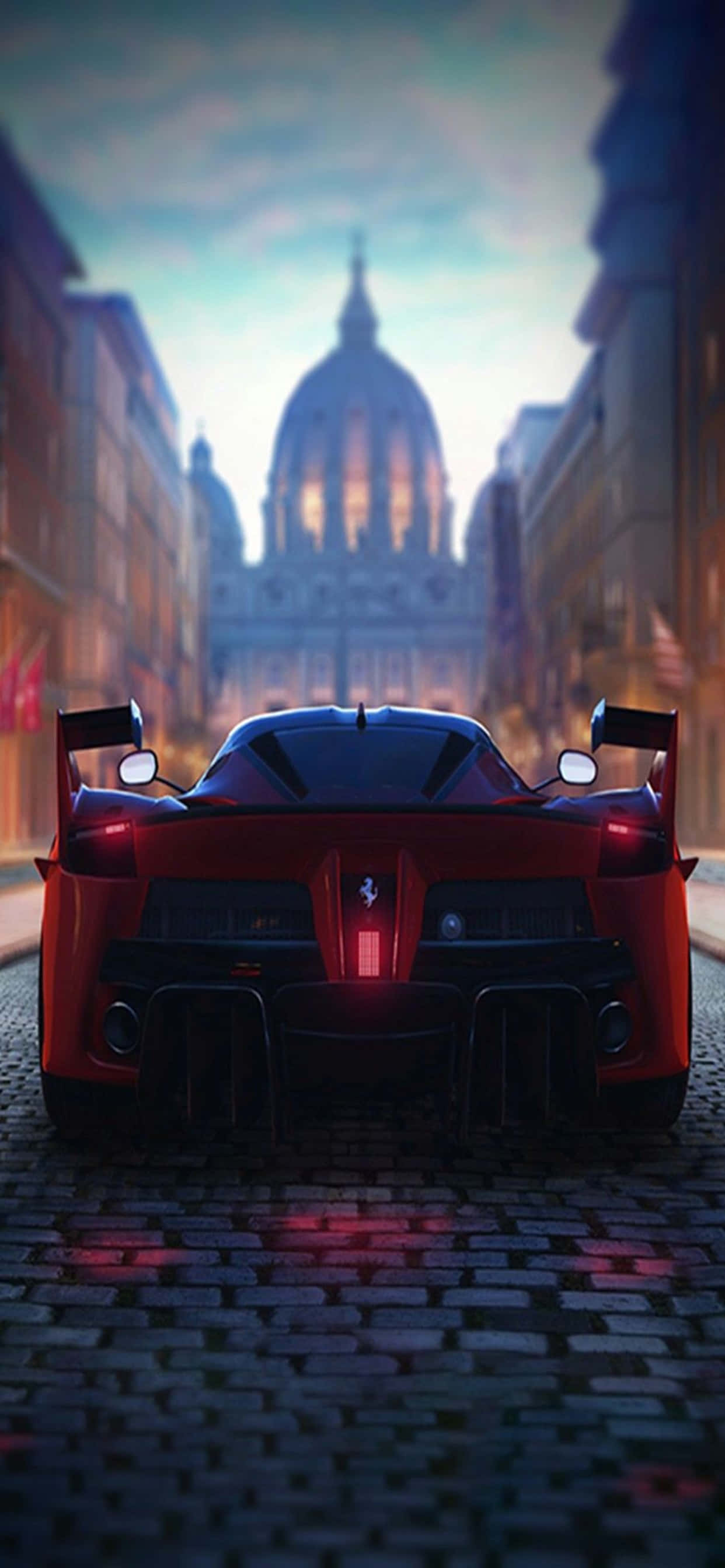 iPhone Xs Max Ferrari Φόντο Κόκκινο Ferrari Σε Λιθόστρωτο Ταπετσαρία