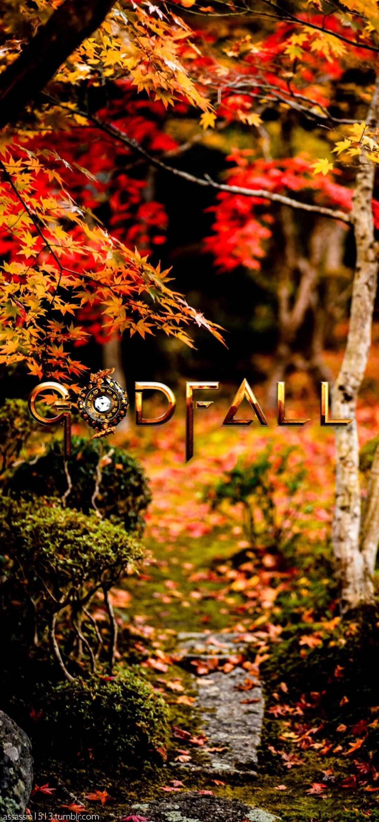Φόντο iPhone Xs Max Godfall Maple Leaves Ταπετσαρία