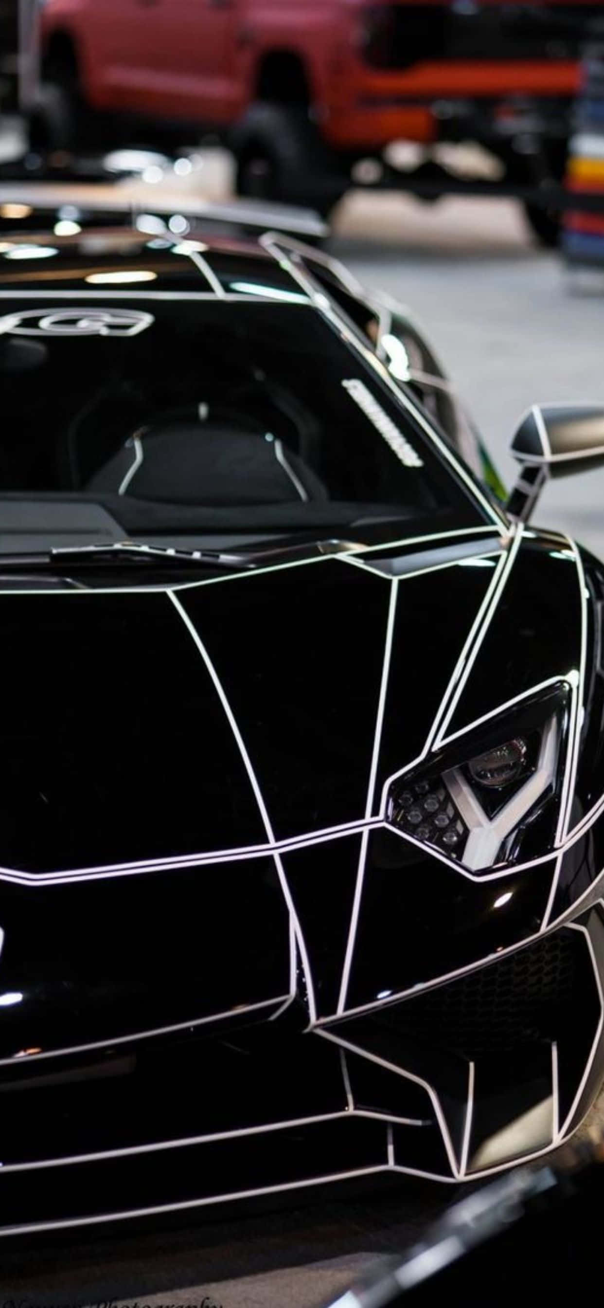 Γυαλιστερό Μαύρο Φόντο iPhone XS Max Lamborghini Ταπετσαρία
