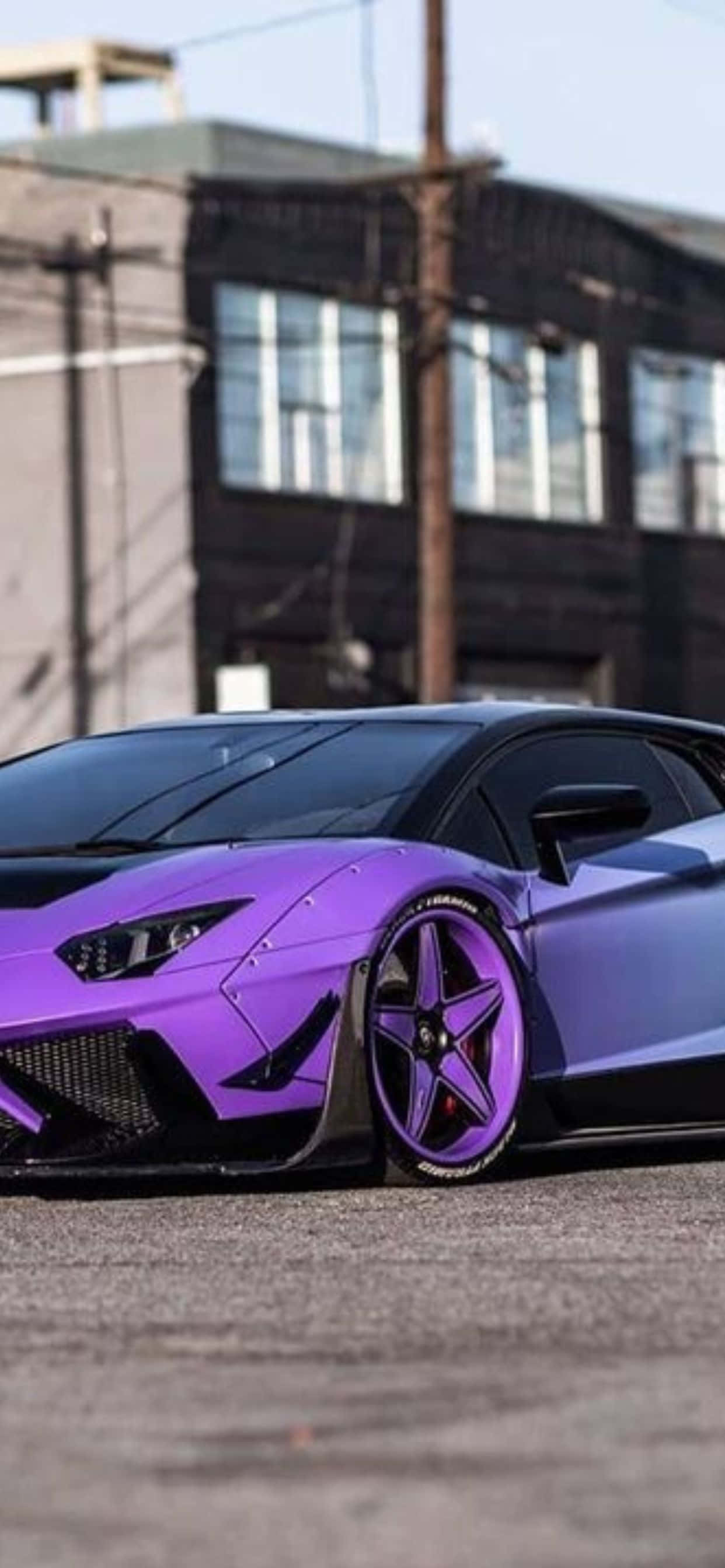 Μωβ και Μαύρο Φόντο iPhone XS Max Lamborghini Ταπετσαρία