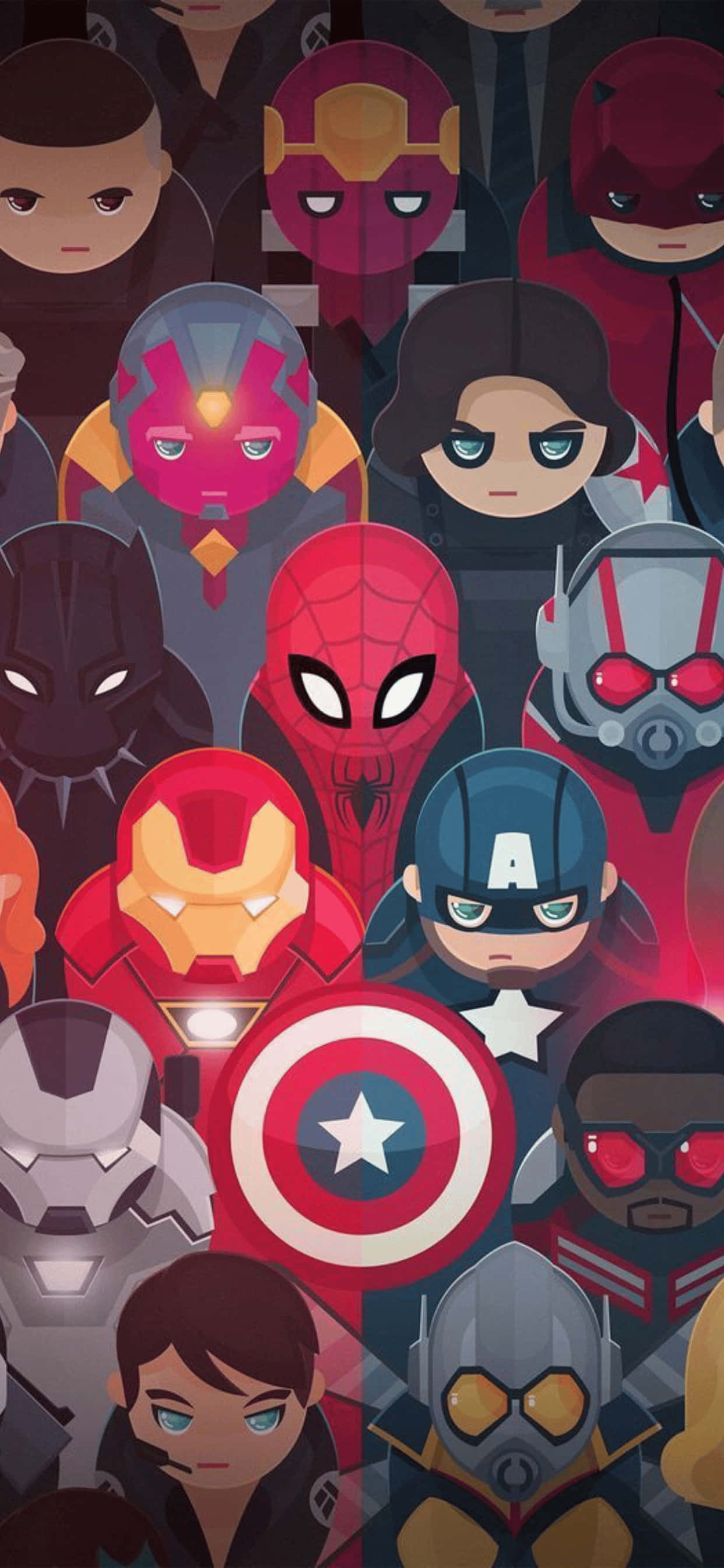 iPhone XS Max Marvel Chibi Υπερήρωες Φόντο Ταπετσαρία