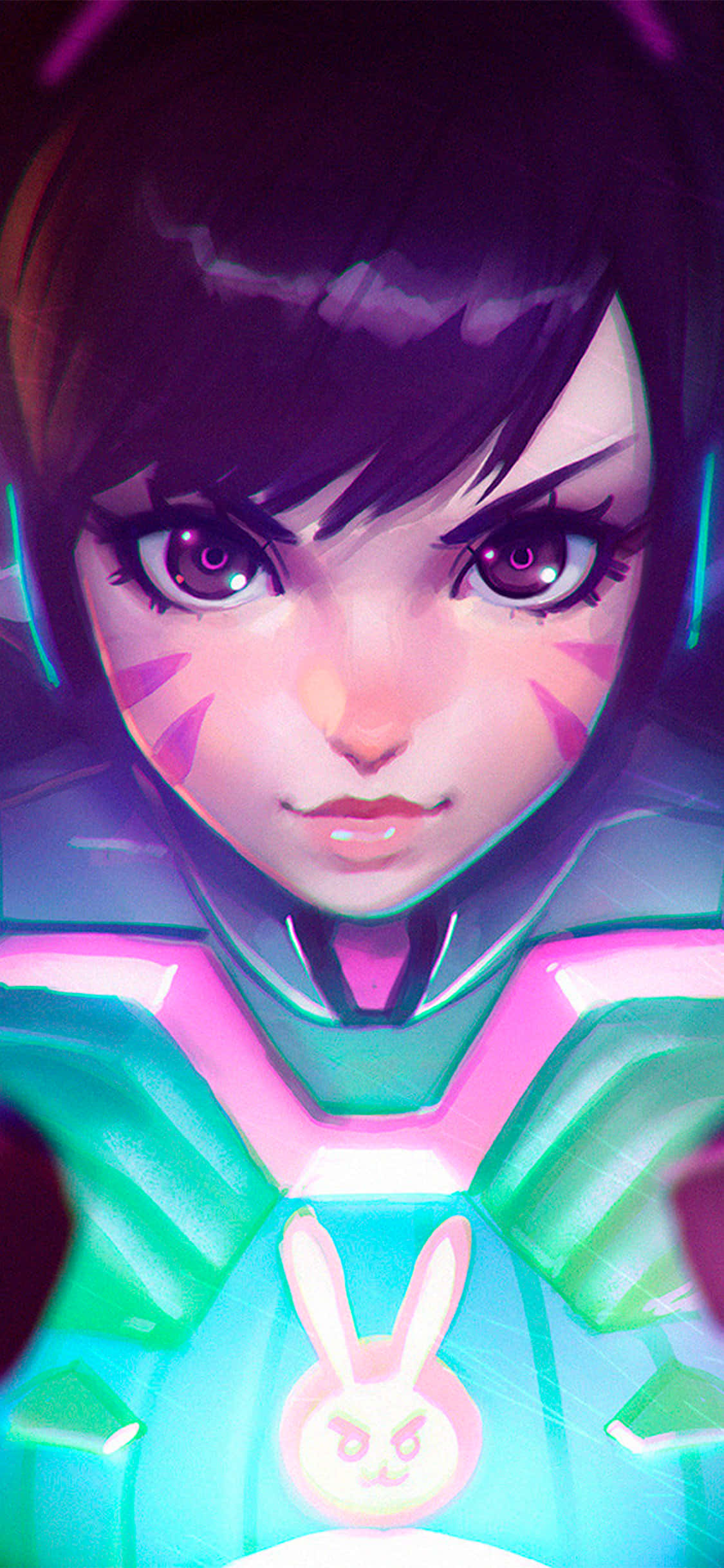 iPhone Xs Max Overwatch Φόντο D.Va Λαμπερό Λογότυπο Λαγουδάκι Ταπετσαρία