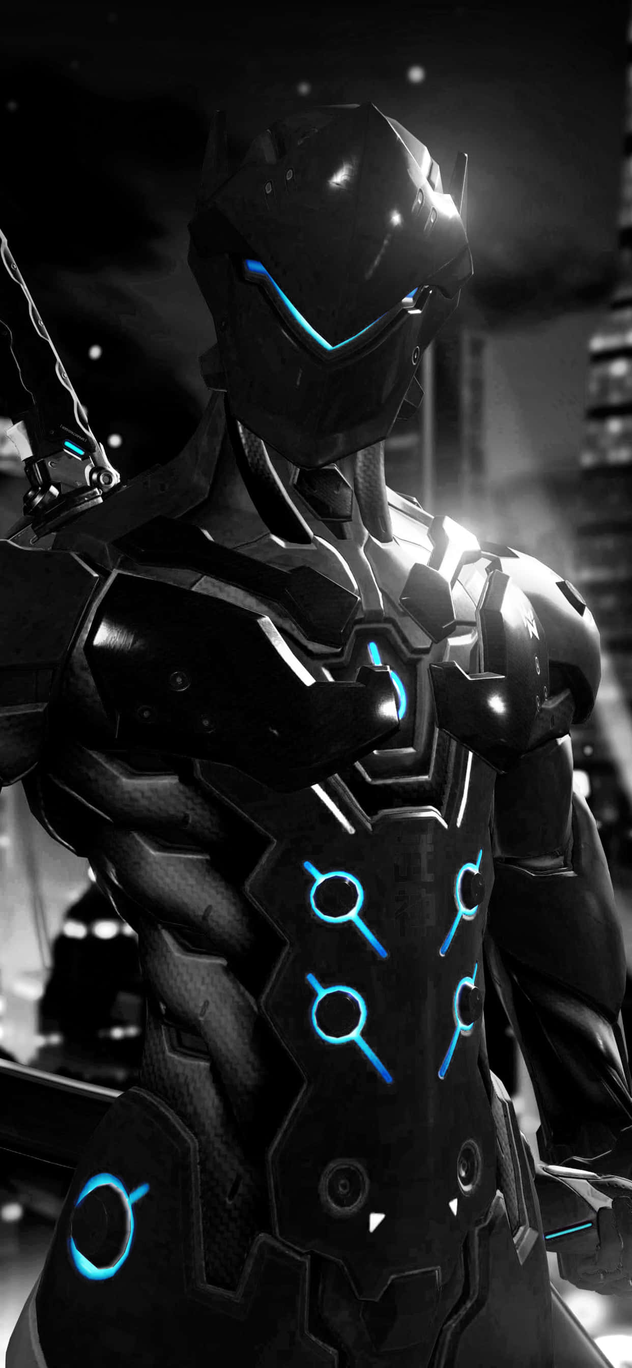 iPhone Xs Max Overwatch Φόντο Genji Μαύρη Στολή Ταπετσαρία