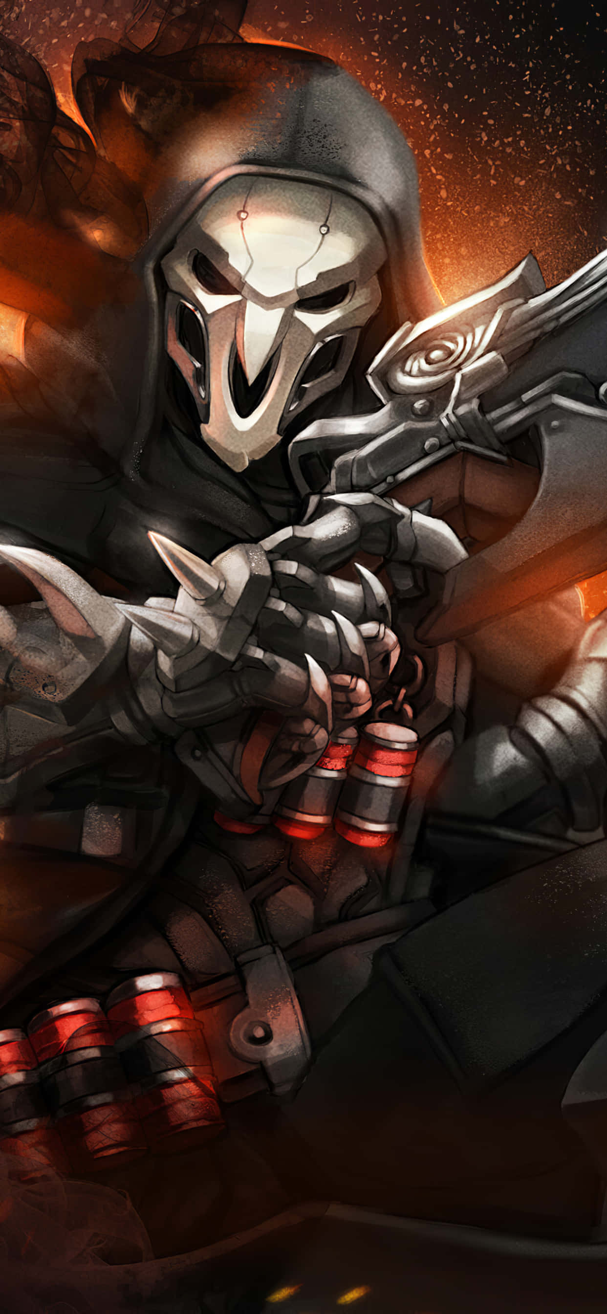 iPhone Xs Max Overwatch Φόντο Reaper με τα Όπλα του Ταπετσαρία