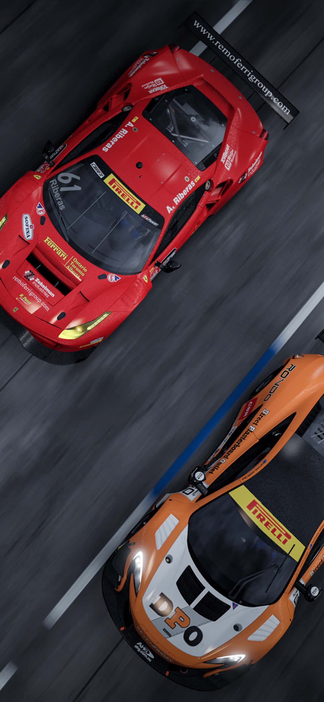 iPhone XS Max Project Cars 2 Κόκκινο και Πορτοκαλί Αγωνιστικά Αυτοκίνητα Φόντο Ταπετσαρία