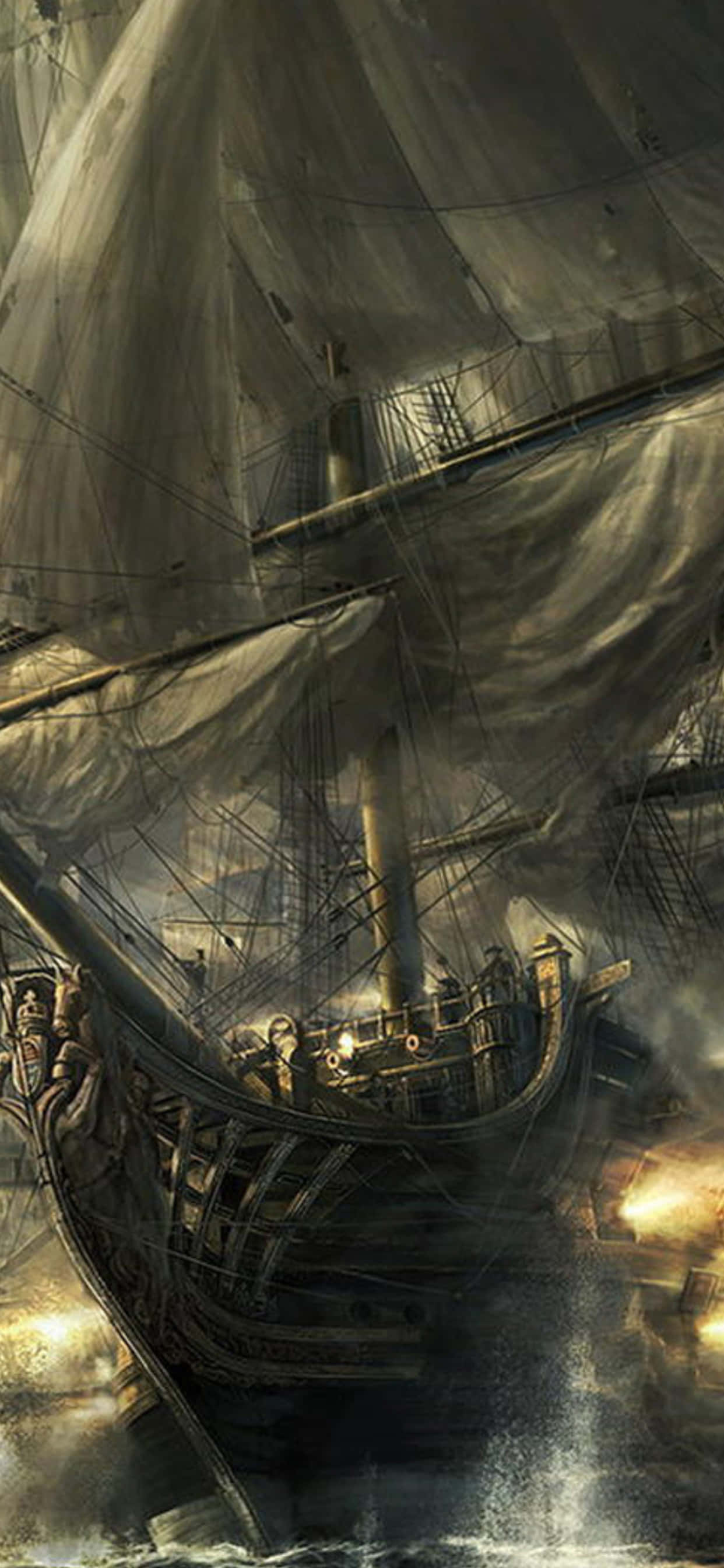 iPhone XS Max Total War Attila Φόντο με Φανταστικό Πολεμικό Πλοίο Ταπετσαρία
