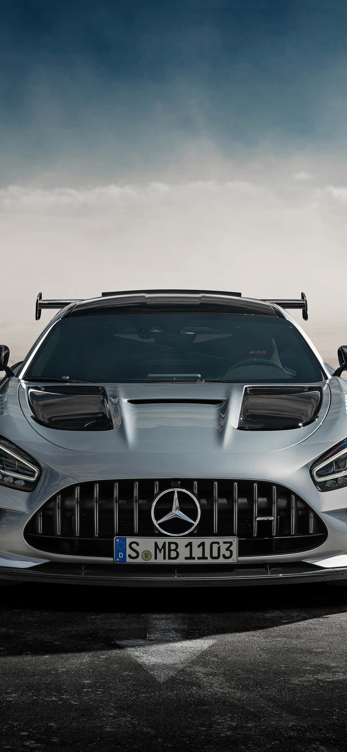 Ασημί iPhone Xs Mercedes Amg φόντο Ταπετσαρία