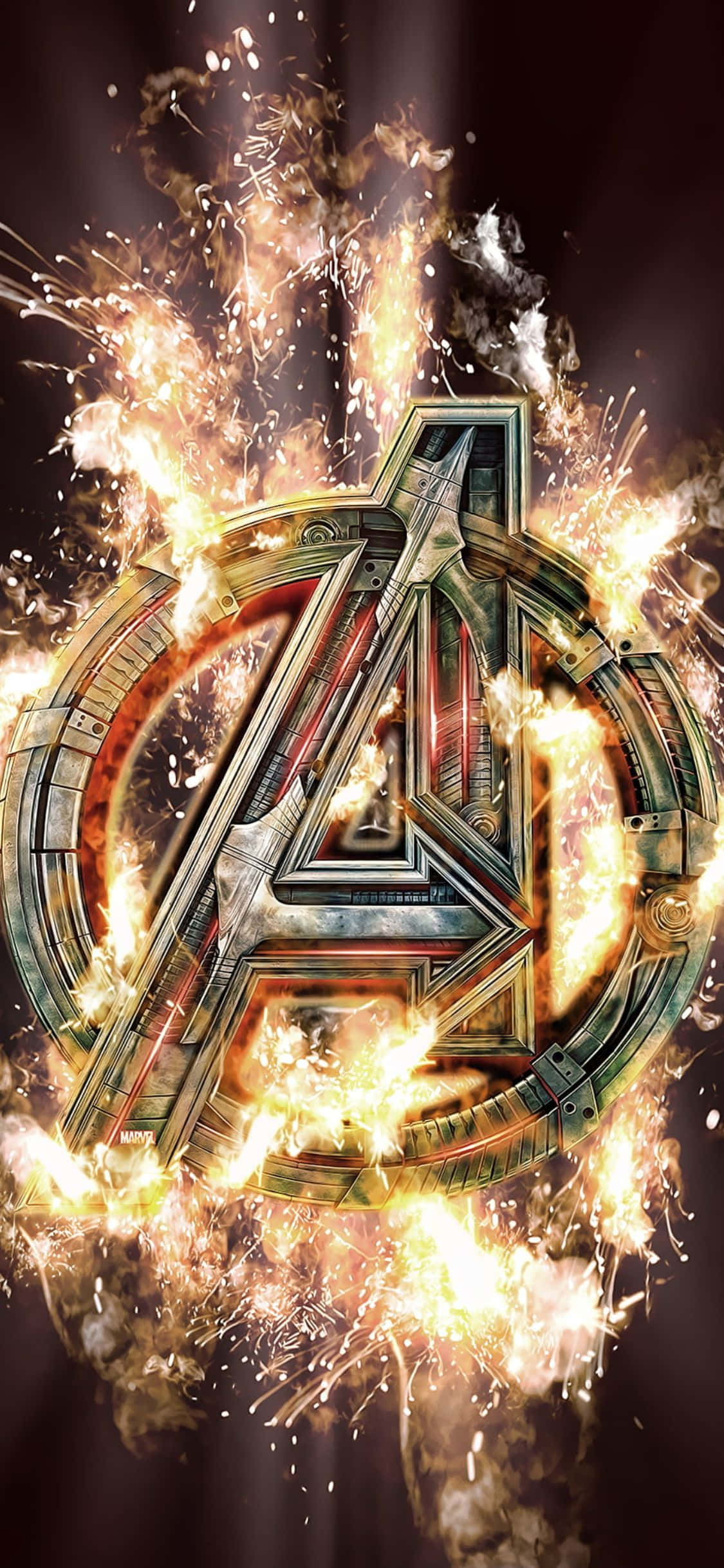 Μεταλλικό Λογότυπο Σχεδίου Φόντο iPhone XS Avengers Ταπετσαρία