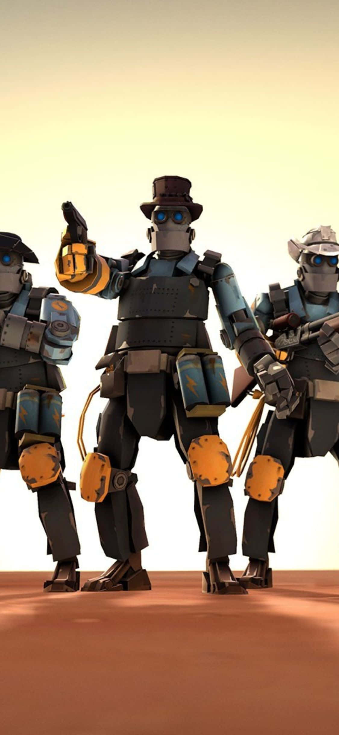 iPhone XS Team Fortress 2 Καουμπόι Ρομπότ Φόντο Ταπετσαρία