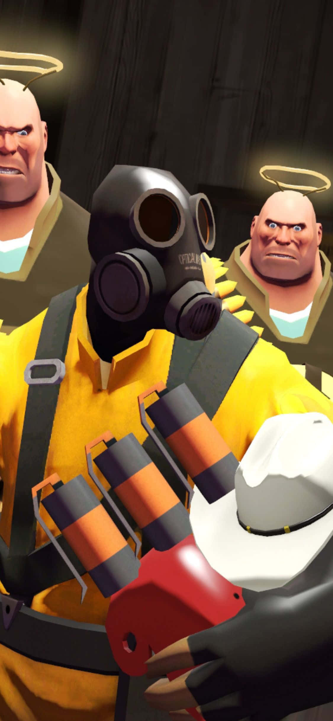 iPhone XS Team Fortress 2 Pyro Με Heavys Φόντο Ταπετσαρία