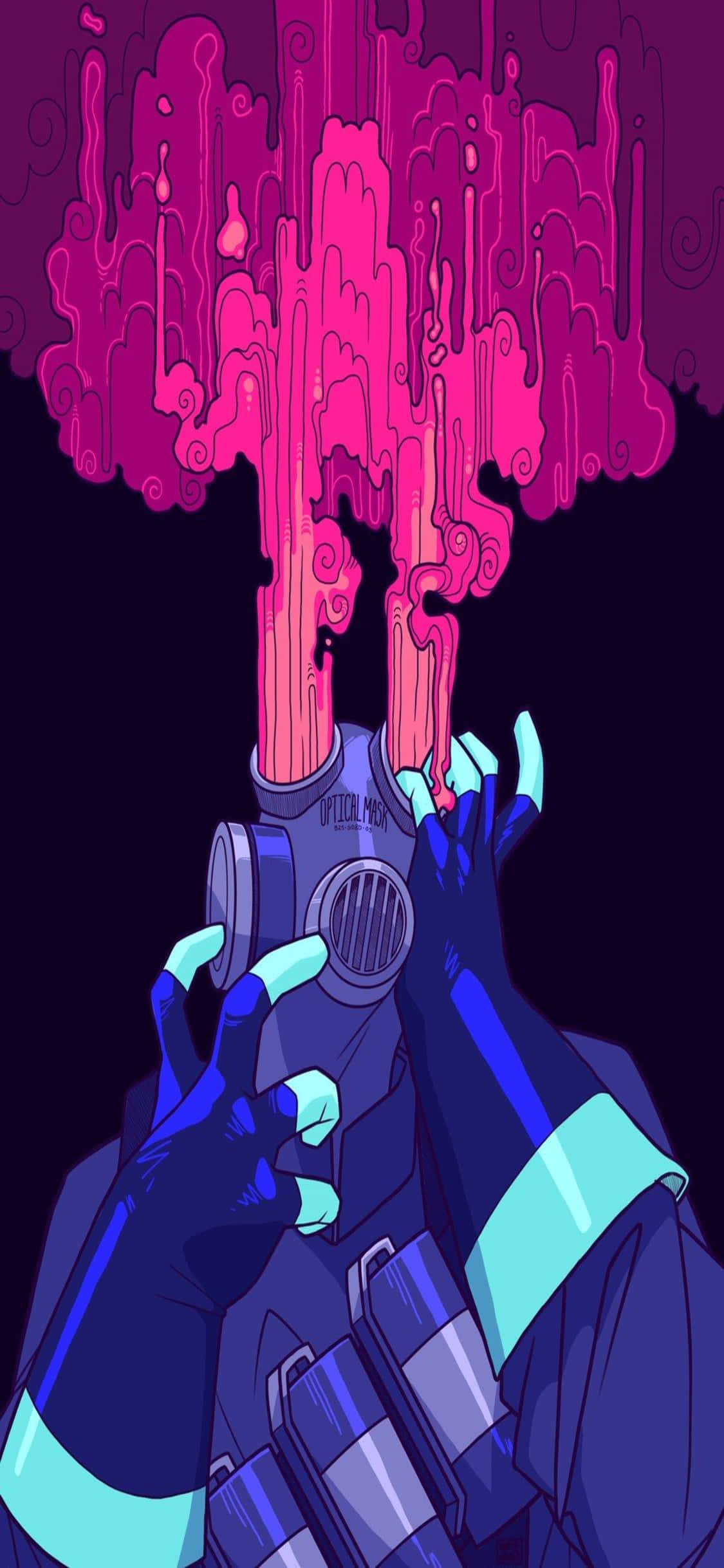 iPhone Xs Tf2 Φόντο Fanart Σχέδιο Pyro Μωβ Φλόγες Ματιών Ταπετσαρία