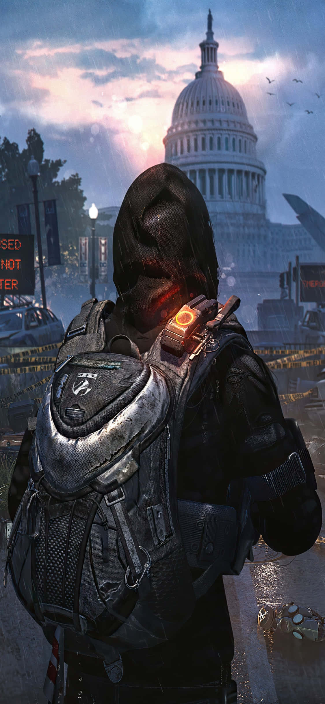 iPhone Xs The Division Φόντο Κουκουλοφόρος Άνδρας στην Ουάσινγκτον Ταπετσαρία