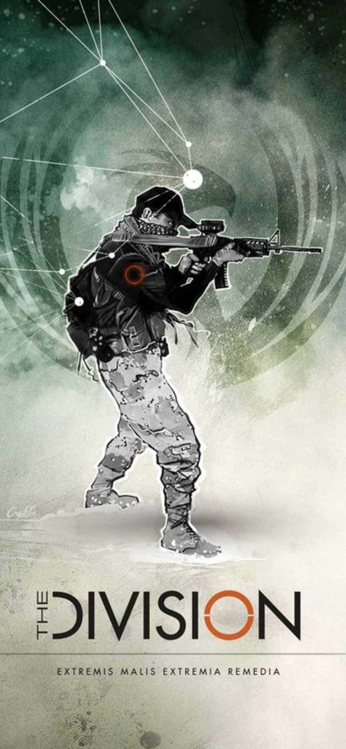 iPhone Xs The Division Φόντο Αφίσας Τίτλου Παιχνιδιού με Άνδρα που Σκοπεύει Ταπετσαρία