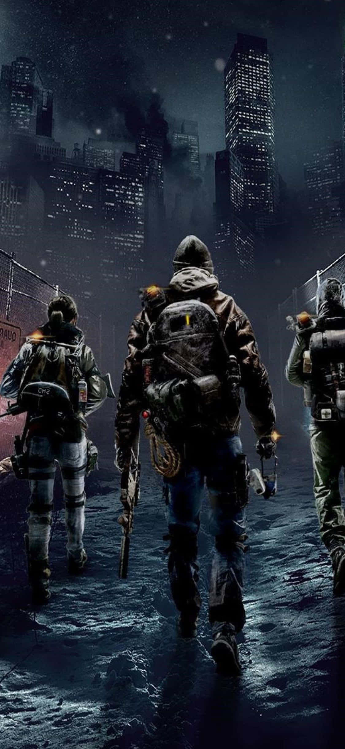 iPhone Xs The Division Φόντο Ομάδα που Κατευθύνεται προς την Πόλη Ταπετσαρία