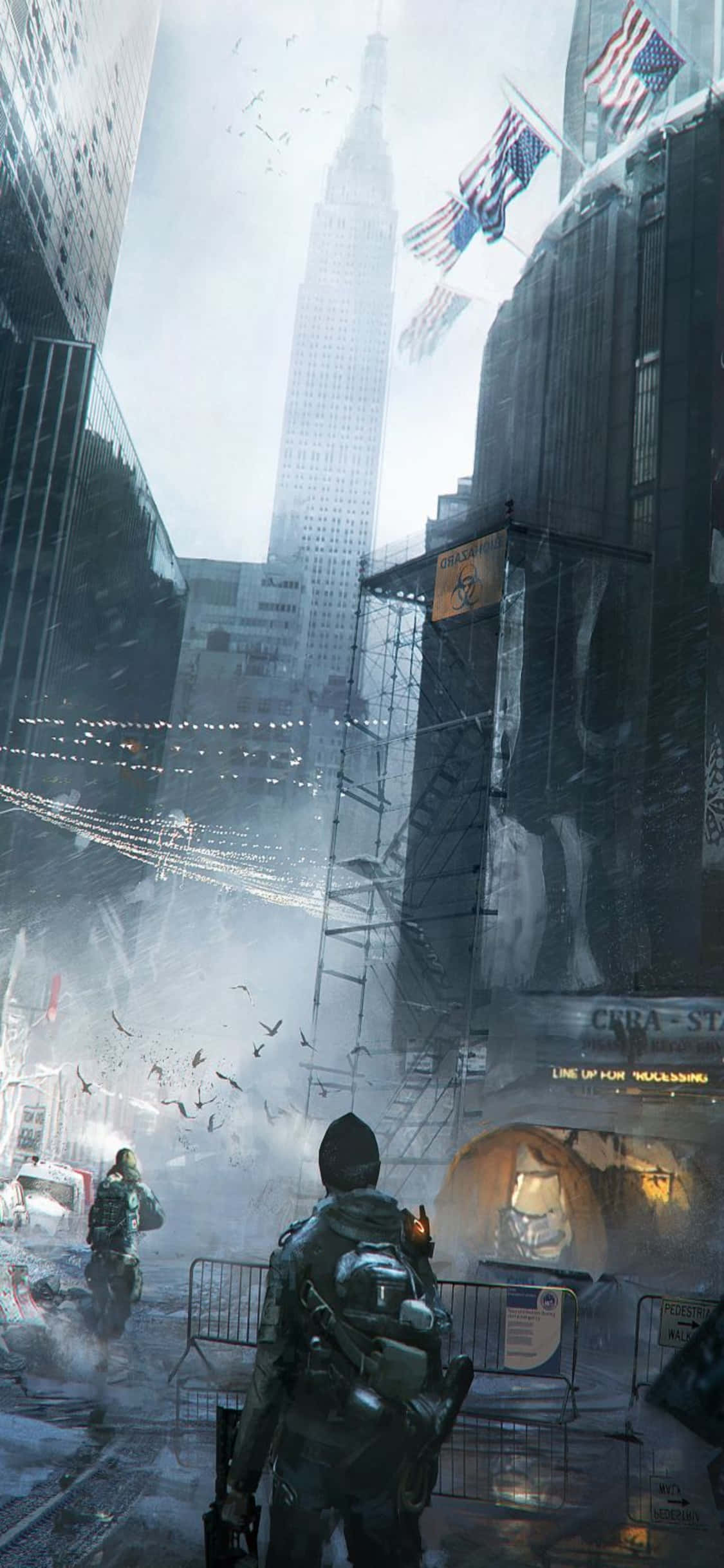 iPhone Xs The Division Φόντο Ομάδα να Κινείται μέσα από Καπνό Ταπετσαρία