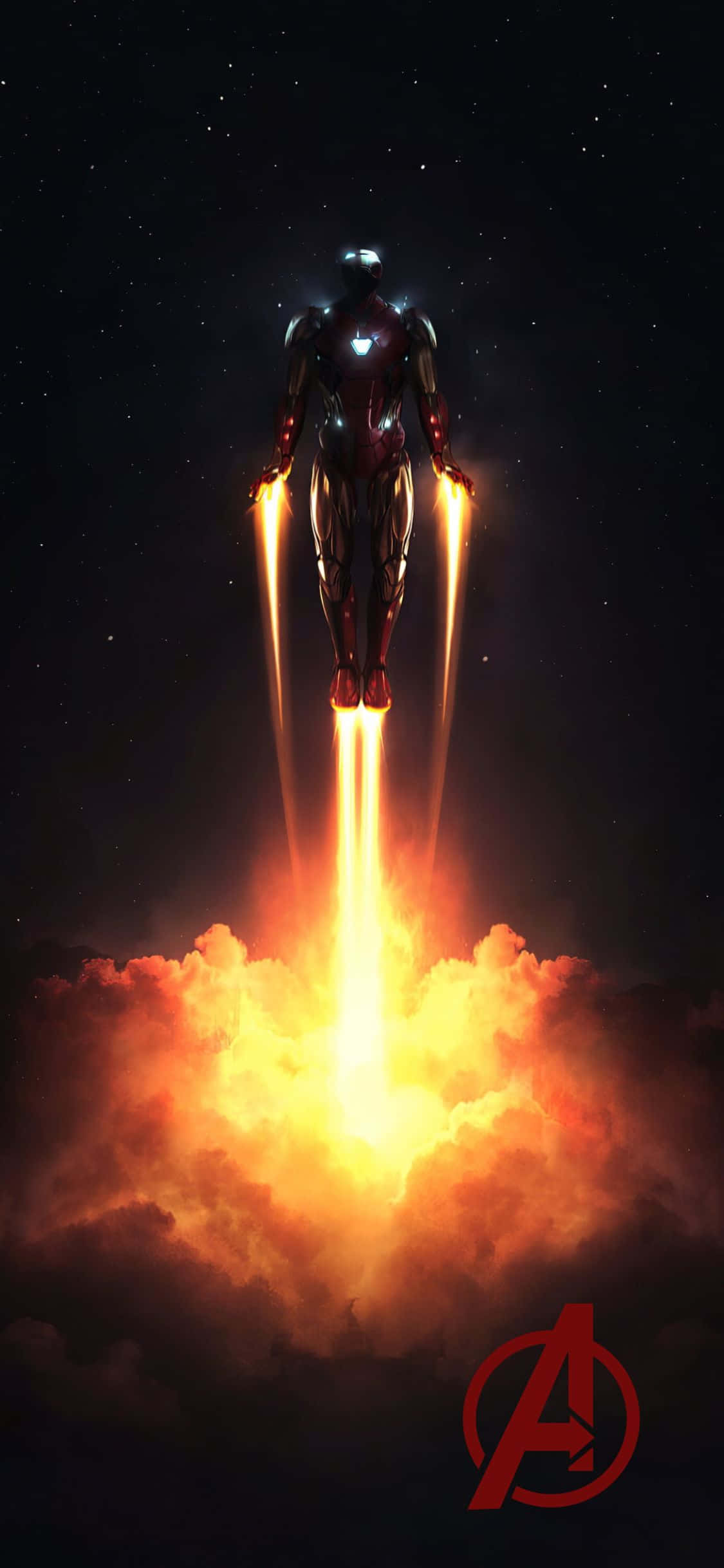 Φόντο iPhone XS Avengers Iron Man σε Πτήση Ταπετσαρία