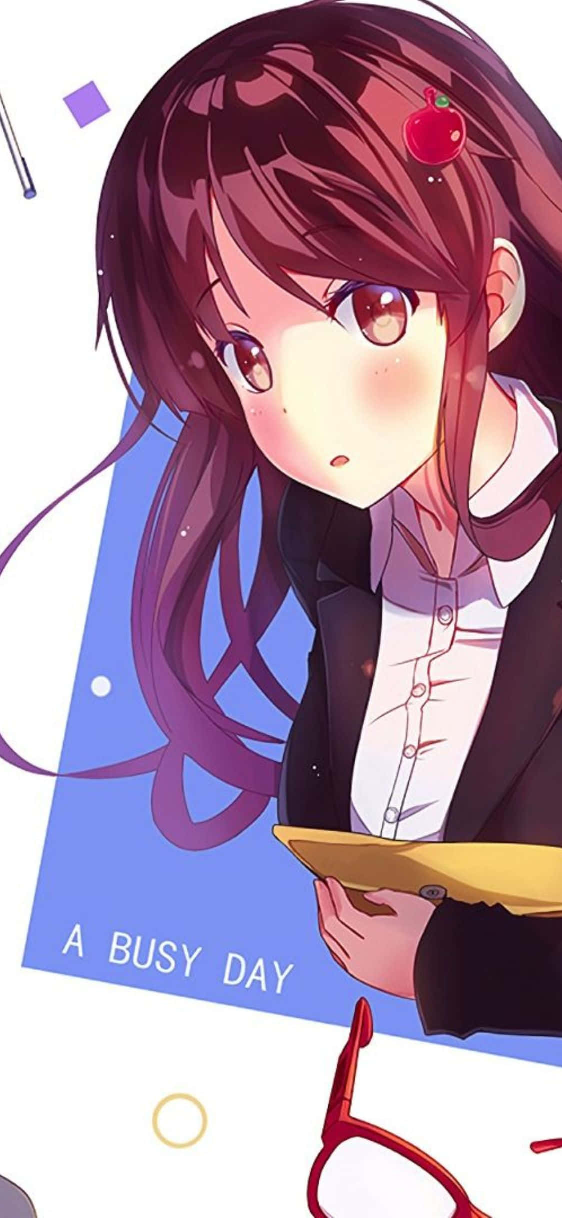 Φόντο Anime Κοπέλας Γραφείου για iPhone XS Ταπετσαρία