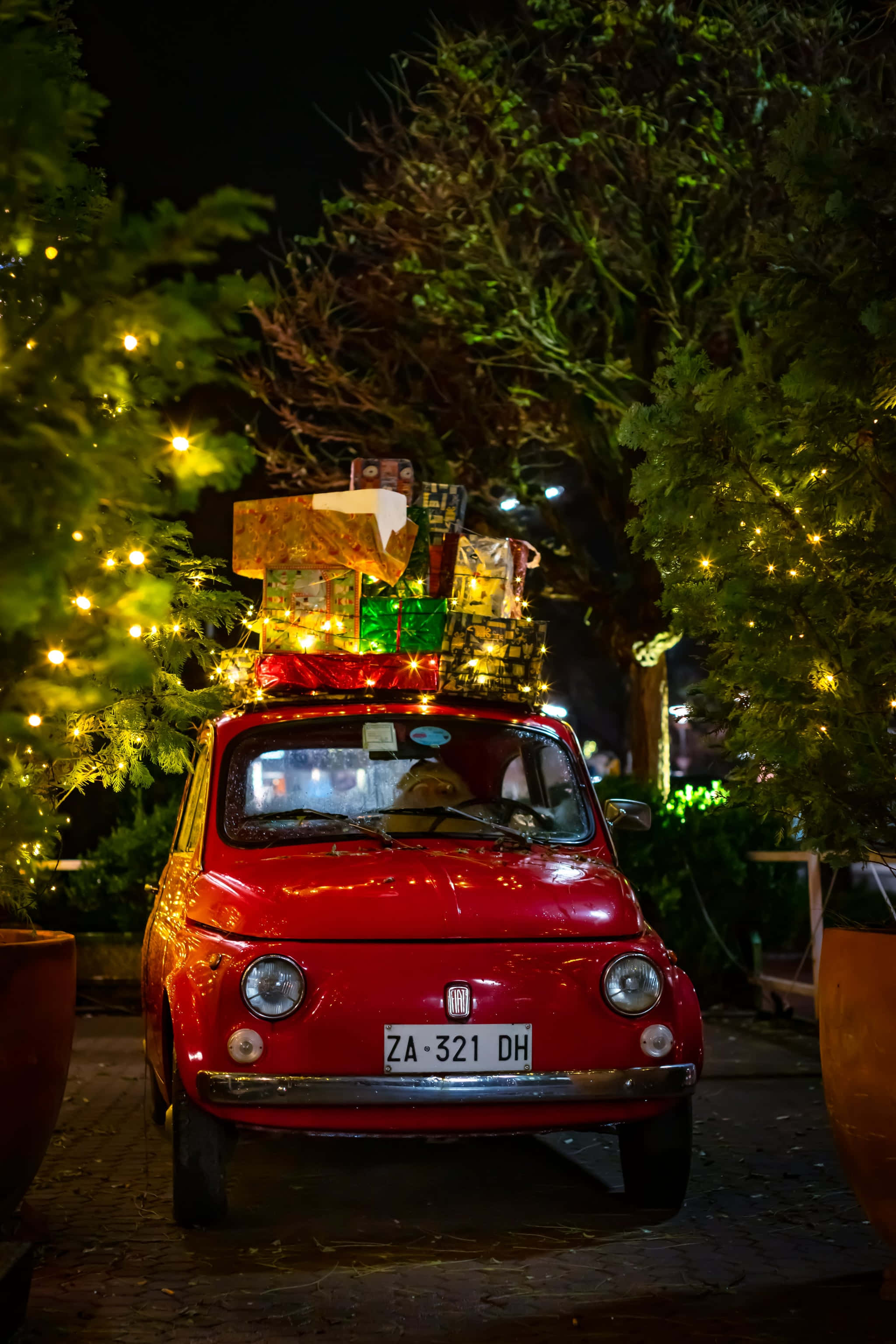 iPhone Χριστουγεννιάτικη Αισθητική Fiat 500 Ταπετσαρία