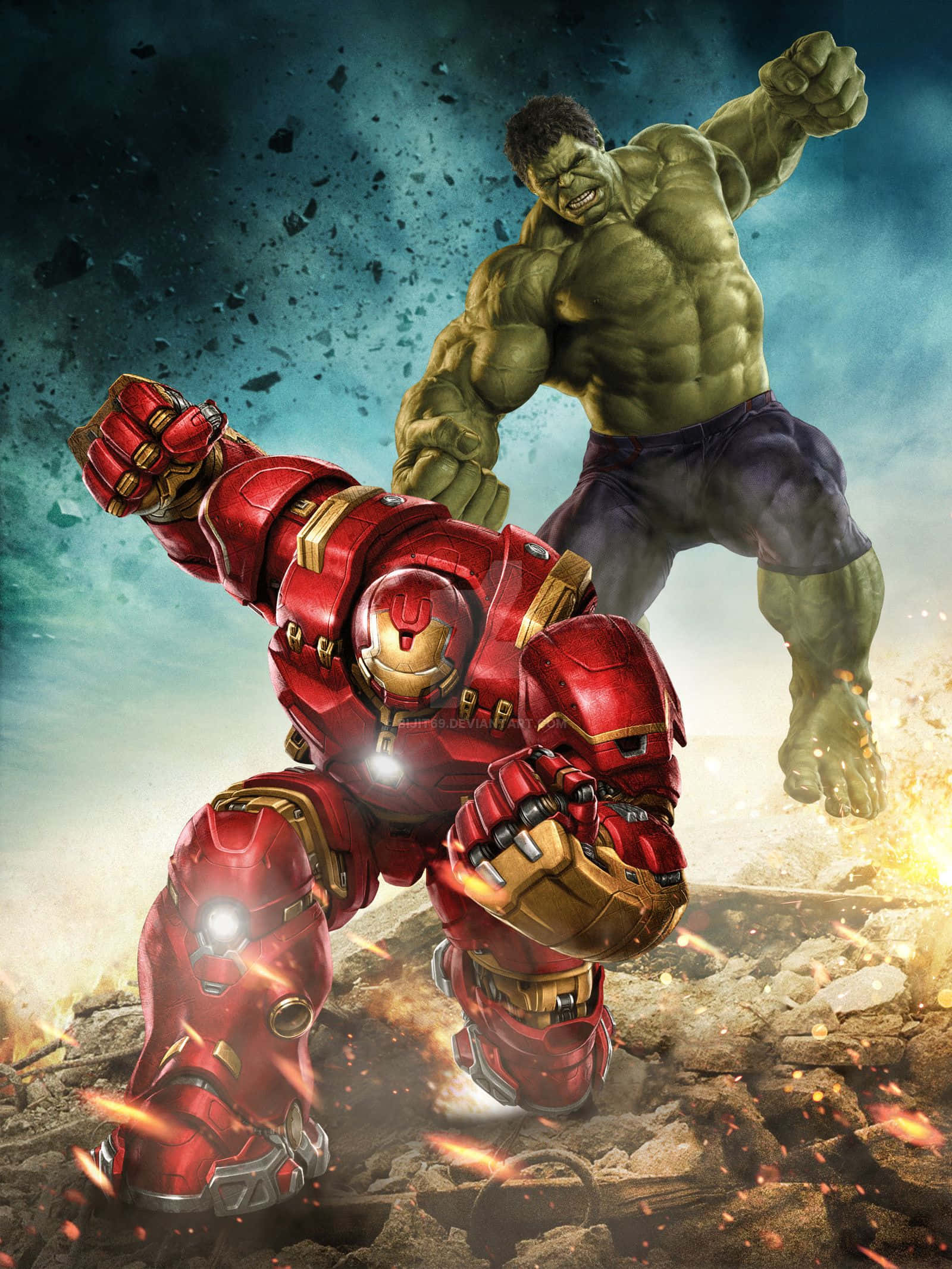 Ο Iron Man και ο Hulk αντιμετωπίζονται σε μια επική μάχη Ταπετσαρία