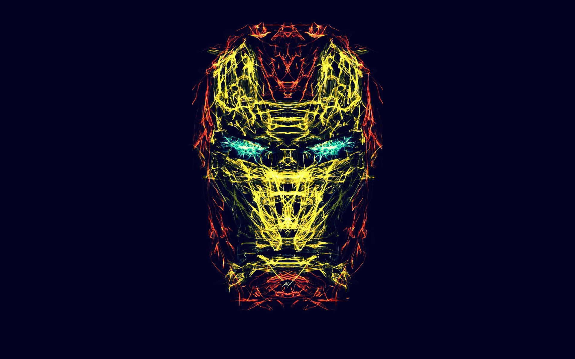 Εικόνα Τέχνης Φωτός του Iron Man σε Μαύρο Φόντο Ταπετσαρία