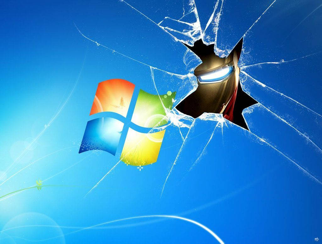 Ταπετσαρία Iron Man με σπασμένη οθόνη Windows — Iron Man Ταπετσαρία