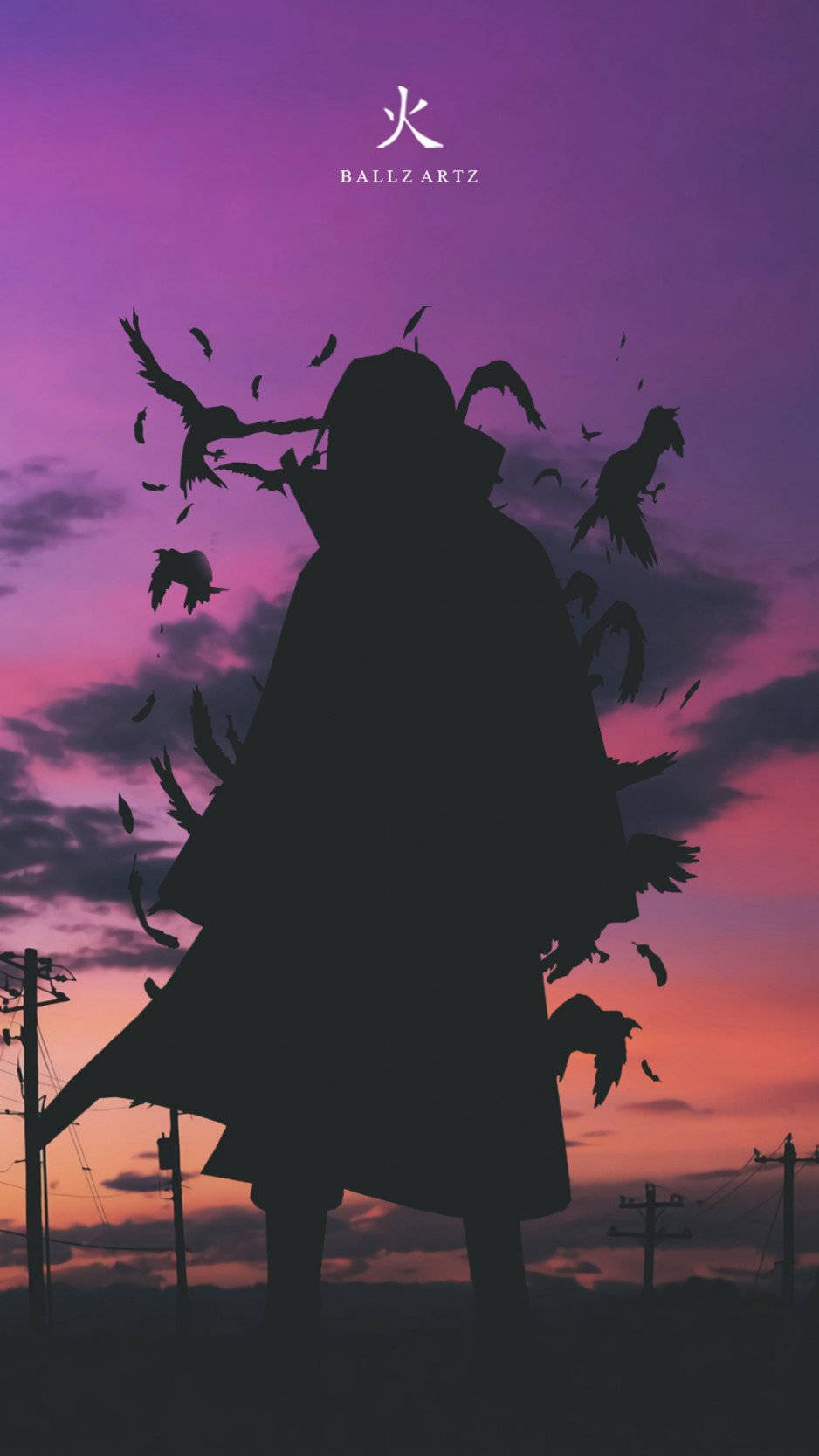 Itachi Τηλέφωνο Μωβ Σιλουέτα Ταπετσαρία