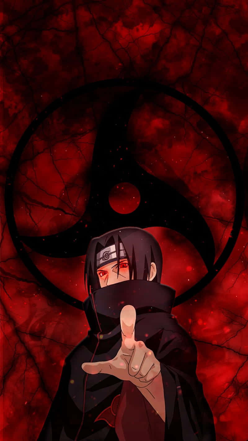 Itachi Mangekyou Sharingan που δείχνει με λαμπερά μάτια Ταπετσαρία