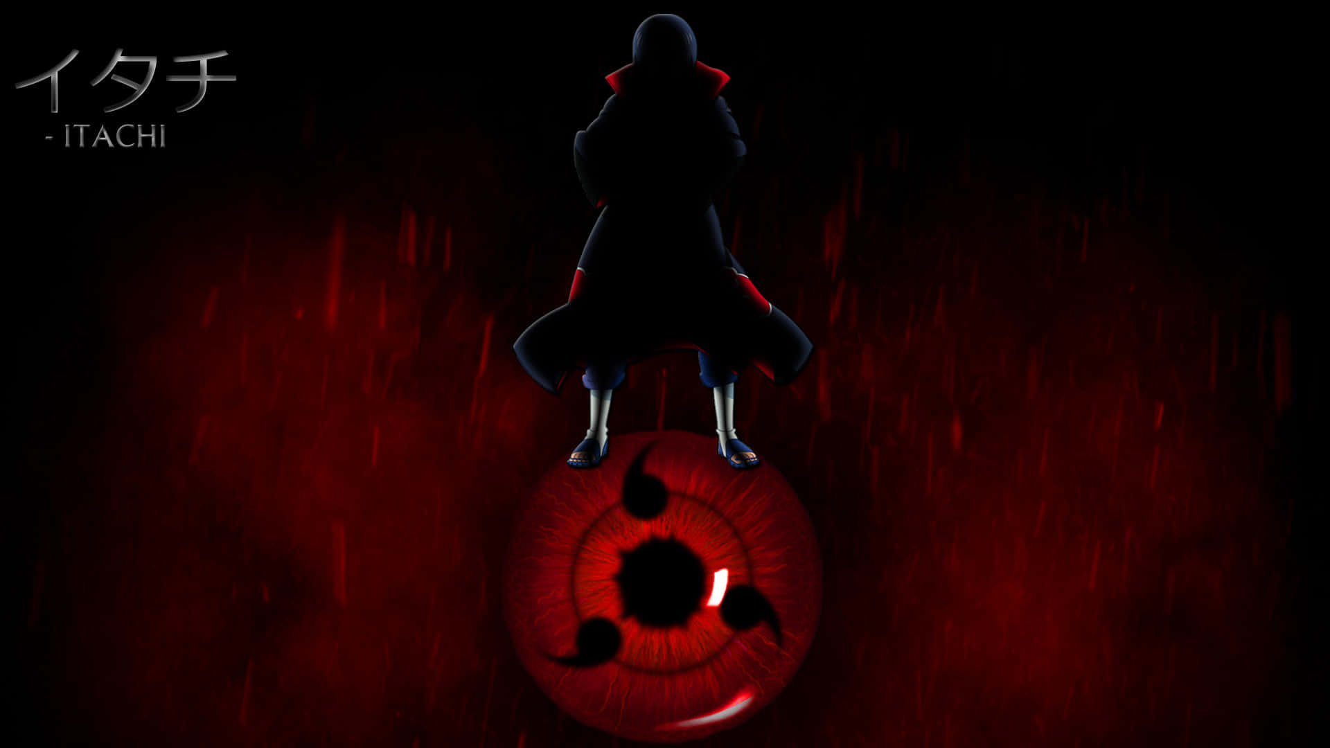 Σιλουέτα του Itachi με Mangekyou Sharingan Ταπετσαρία