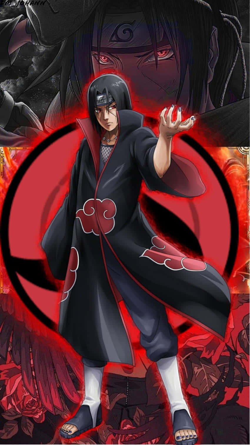 Itachi Uchiha με κυκλικό σχήμα πίσω του Ταπετσαρία