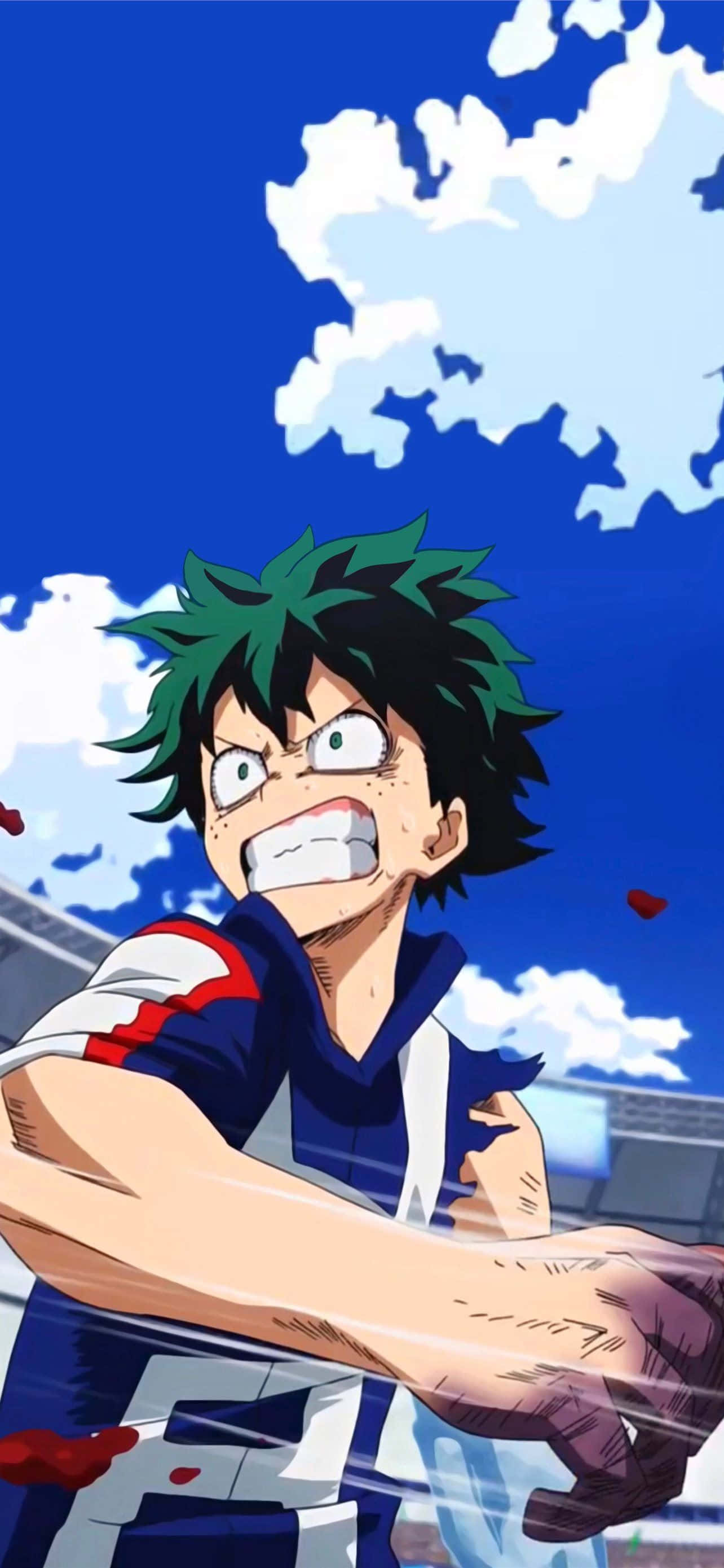 Izuku με χτυπημένα μοβ χέρια Deku αισθητική Ταπετσαρία