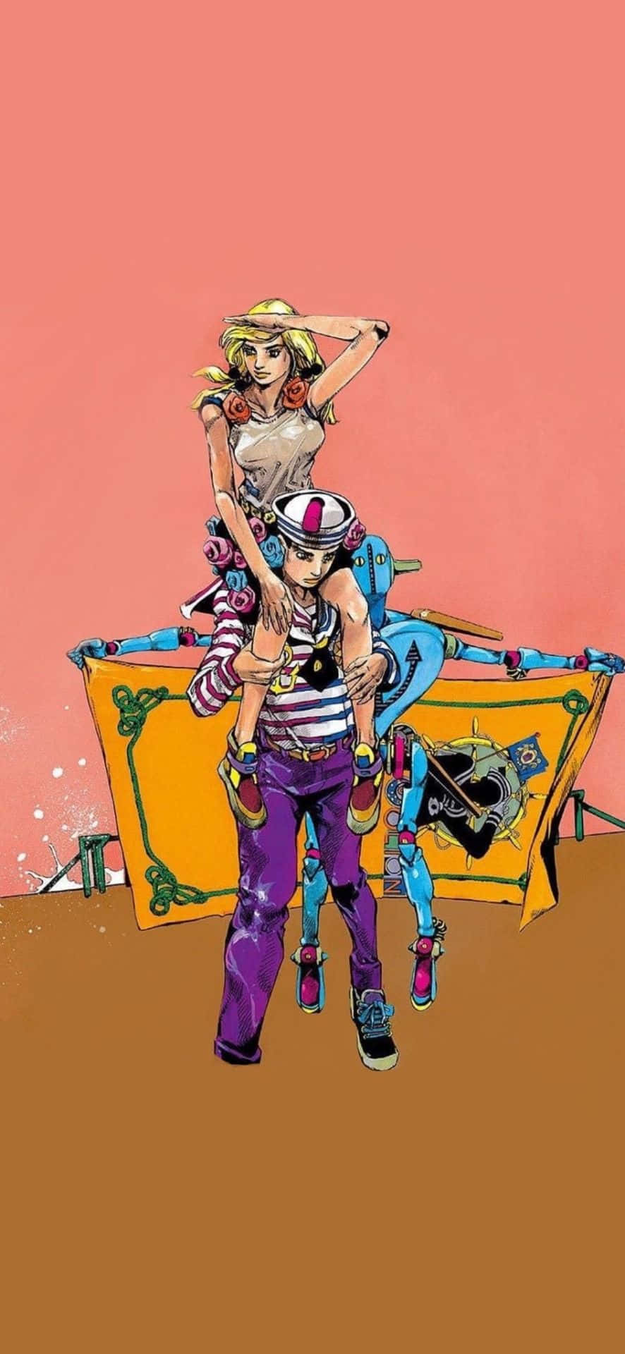 Jojo's Bizarre Adventure iPhone Josuke Και Yasuho Ταπετσαρία