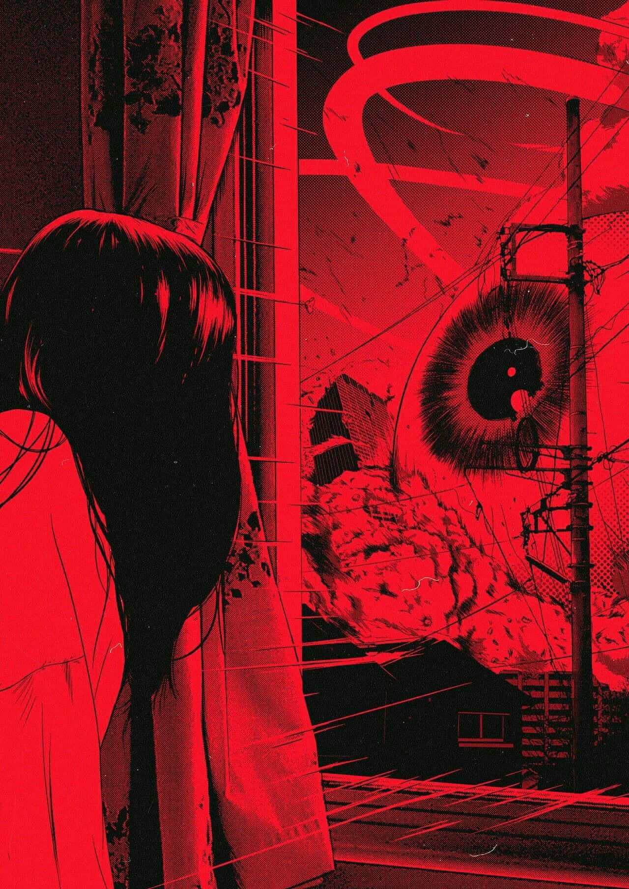Junji Ito Κόκκινη Αισθητική Anime Ταπετσαρία