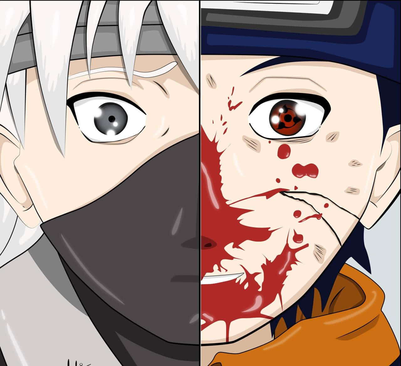 Πρόσωπο Kakashi και Obito Ταπετσαρία