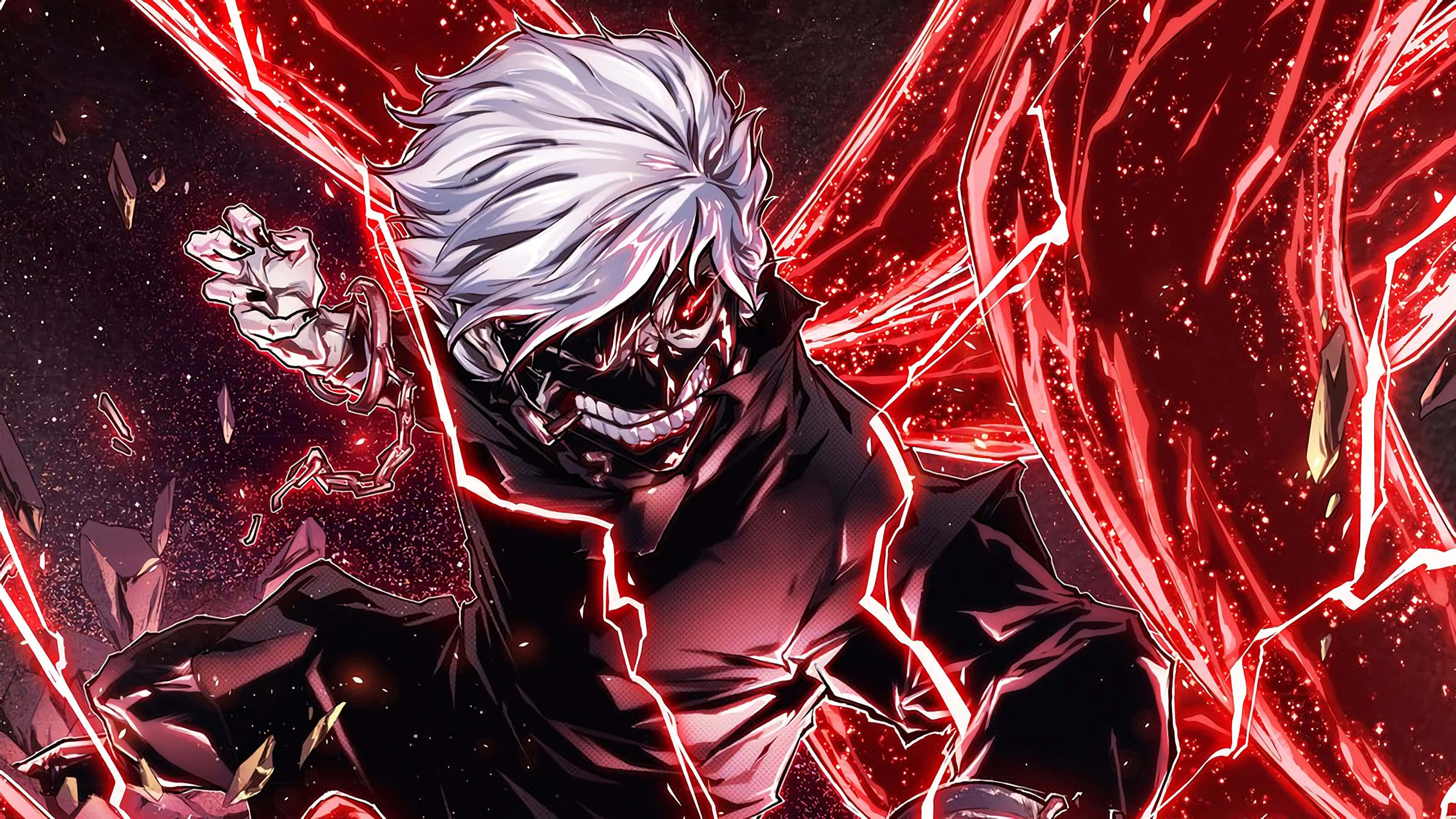 Kaneki Anime Art Με Μάσκα Κόκκινη Ενέργεια Ταπετσαρία