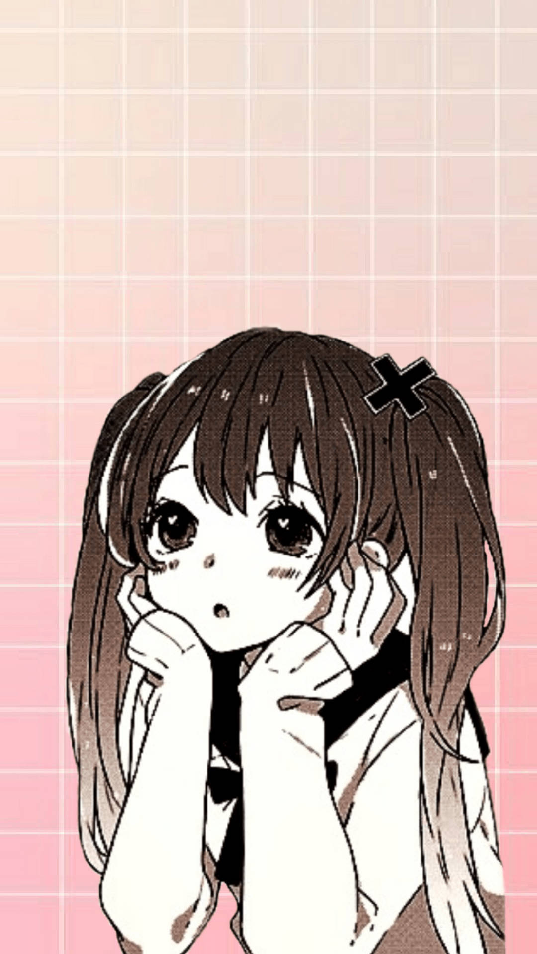 Kawaii Anime Κορίτσι με τα Χέρια στο Πηγούνι Ταπετσαρία